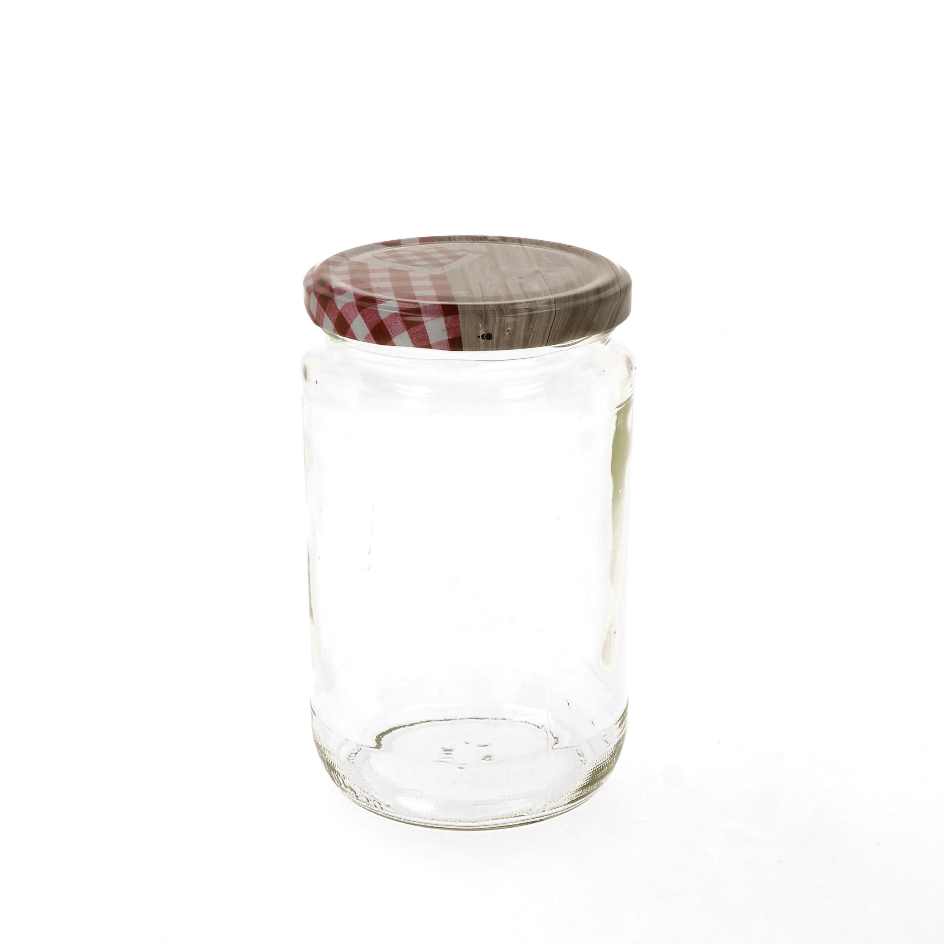 Rezeptheft, 720 Holz ml Rundglas To incl. Glas Deckel Set rot 82 MamboCat Einmachglas Herz 6er