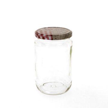MamboCat Einmachglas 6er Set Rundglas 720 ml To 82 Holz Herz rot Deckel incl. Rezeptheft, Glas