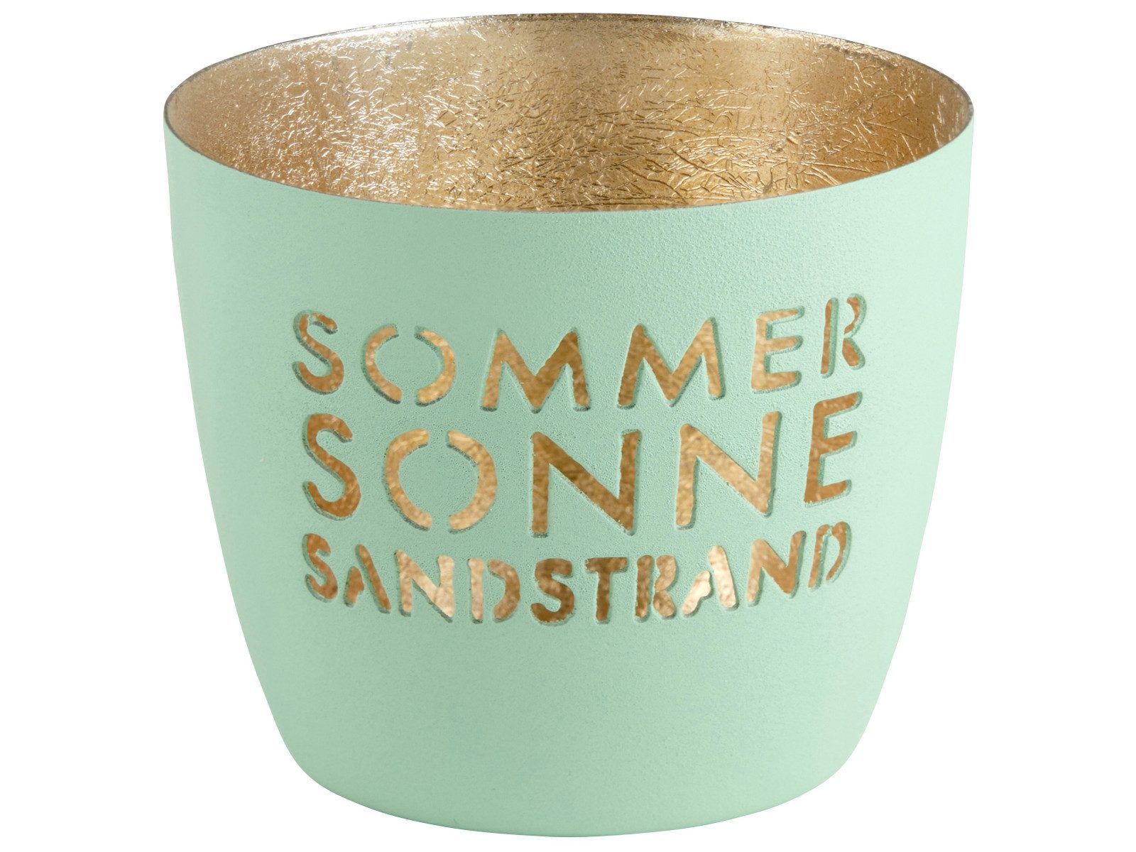 Giftcompany Windlicht Madras Windlicht M Sommer, Sonne, Sandstrand aqua/gold 8,5cm