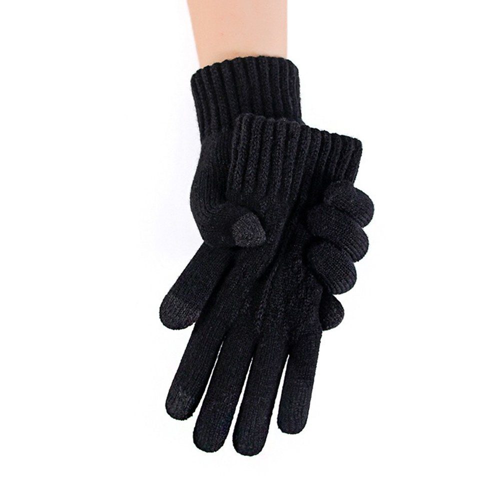 Touchscreen HOME Winterhandschuhe Fingerlos Elastizität Herren Fleece Hohe Touchscreen/2 LAPA Handschuhe (Paar) Handschuhe Schwarz-1 Handschuhe, Rippstrick Strickhandschuhe Strick