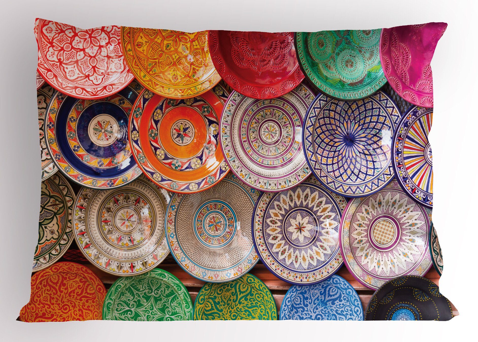 Kissenbezüge marokkanisch Dekorativer Kopfkissenbezug, bunte traditionelle Size Abakuhaus Gedruckter Queen (1 Stück),