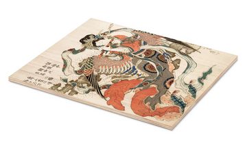 Posterlounge Holzbild Katsushika Hokusai, Tennin, Wohnzimmer Malerei