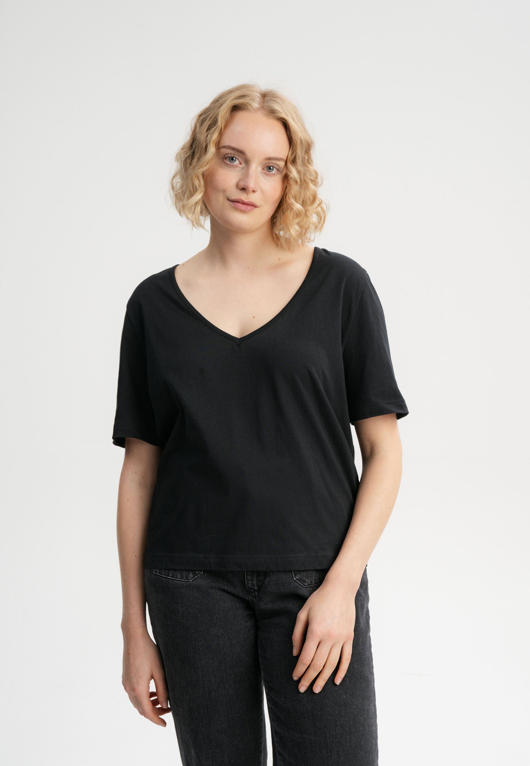 MELA Kurzarmshirt Damen V-Neck T-Shirt LALI günstig online kaufen