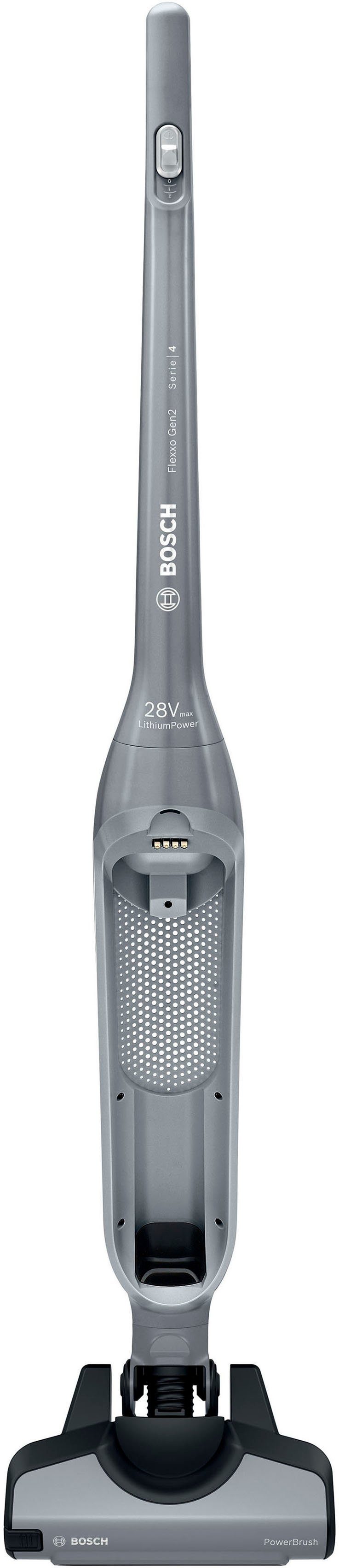 BOSCH Akku-Hand-und Stielstaubsauger Flexxo Gen 2 Serie 4 BBH3K2801, beutellos, 28 V, Power Düse mit LED, integriertes Zubehör, silber | Stielstaubsauger
