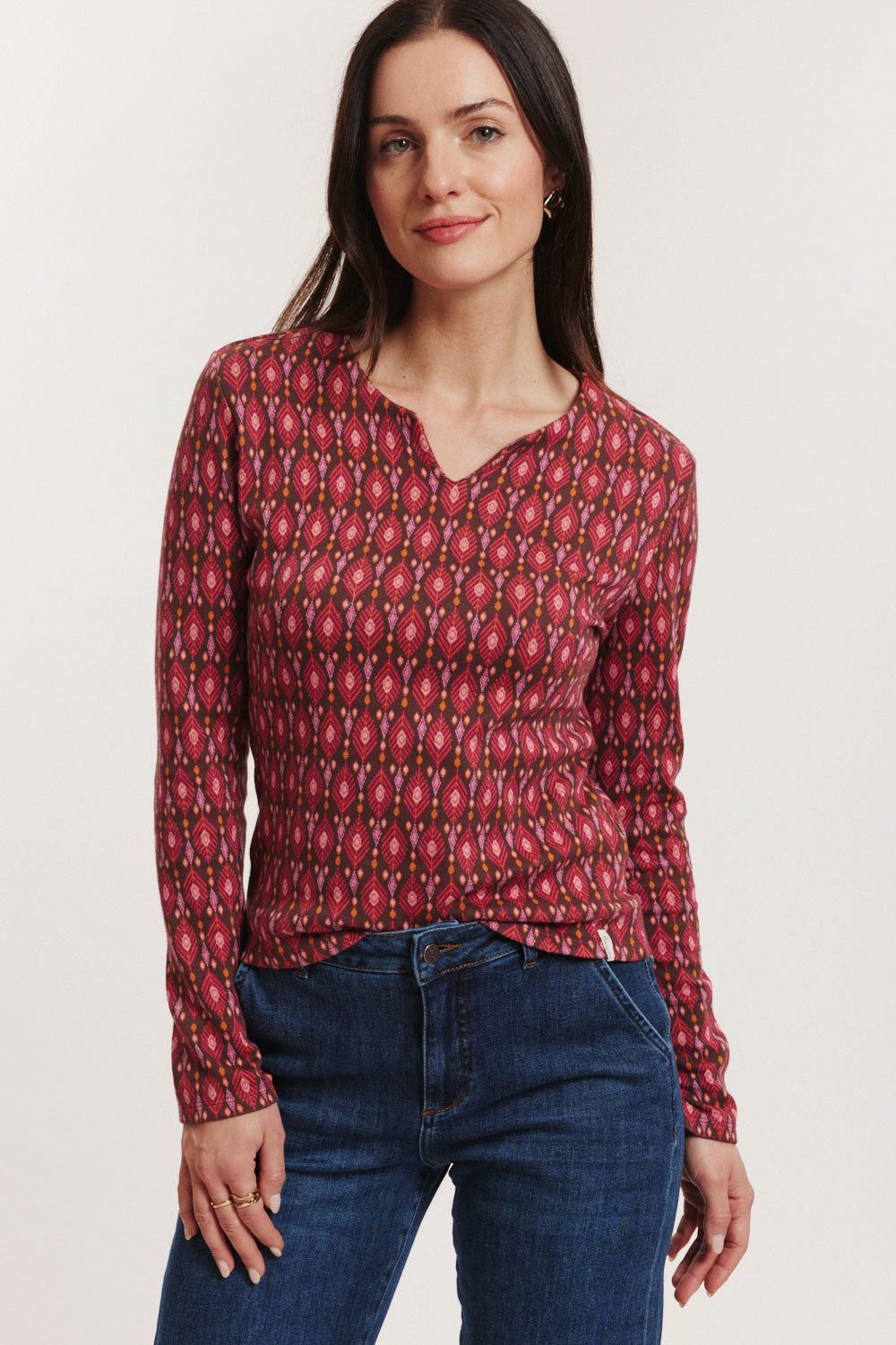 Tranquillo Longsleeve Jacquard-Pullover Aiskee aus GOTS-Bio-Baumwolle Diamond-Jacquard aus GOTS-zertifizierter Bio-Baumwolle