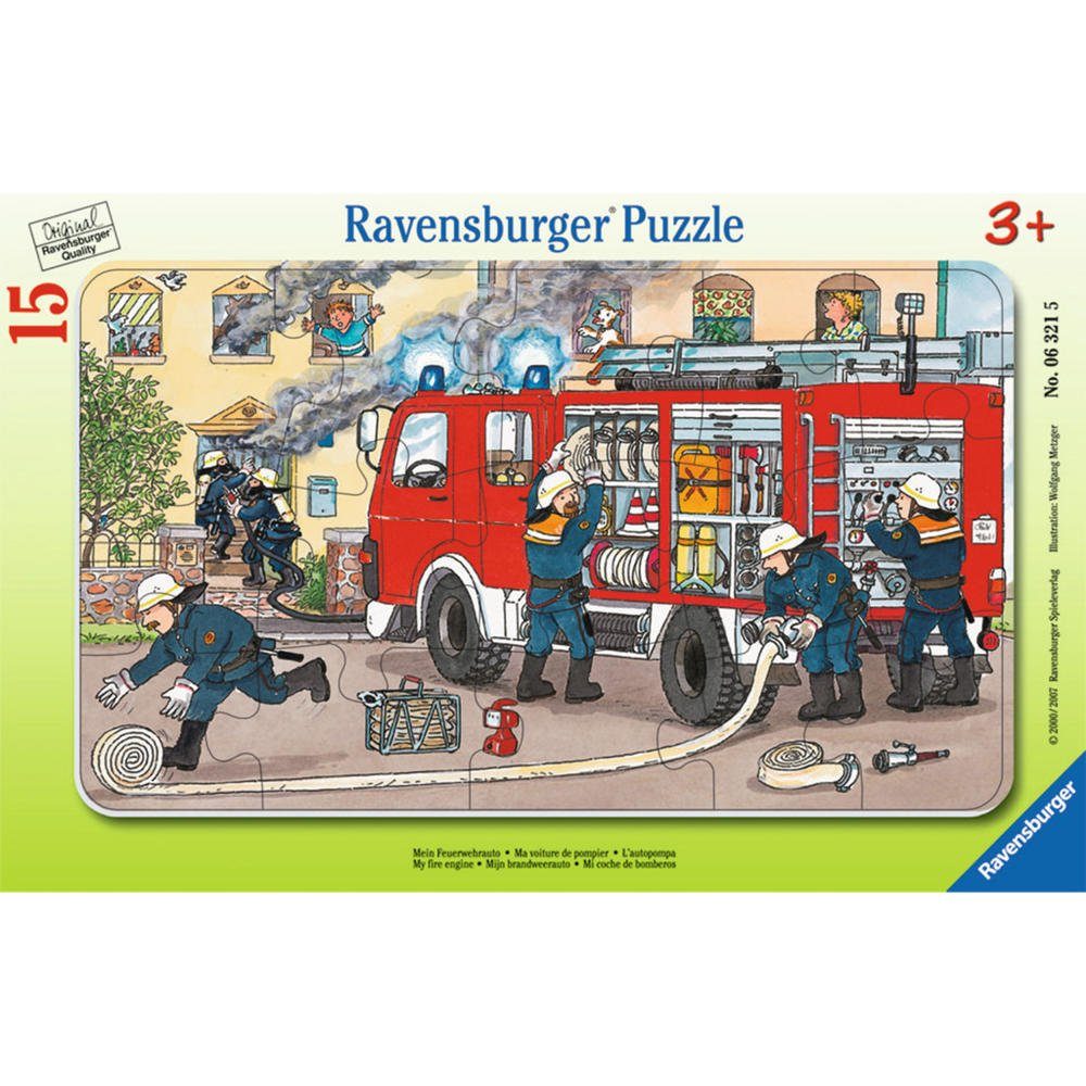 Ravensburger Rahmenpuzzle Mein Feuerwehrauto - Puzzleteile 15 Rahmenpuzzle