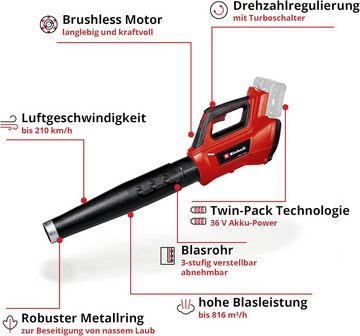 Einhell Akku-Laubbläser Laubbläser GP-LB 36/210 Li E-36V 816m³/h + Akku 4.0 Ah + Ladegerät