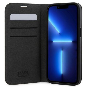 KARL LAGERFELD Handyhülle Bookcase iPhone 14 Pro Kunstleder aufstellbar schwarz 6,1 Zoll, Kantenschutz