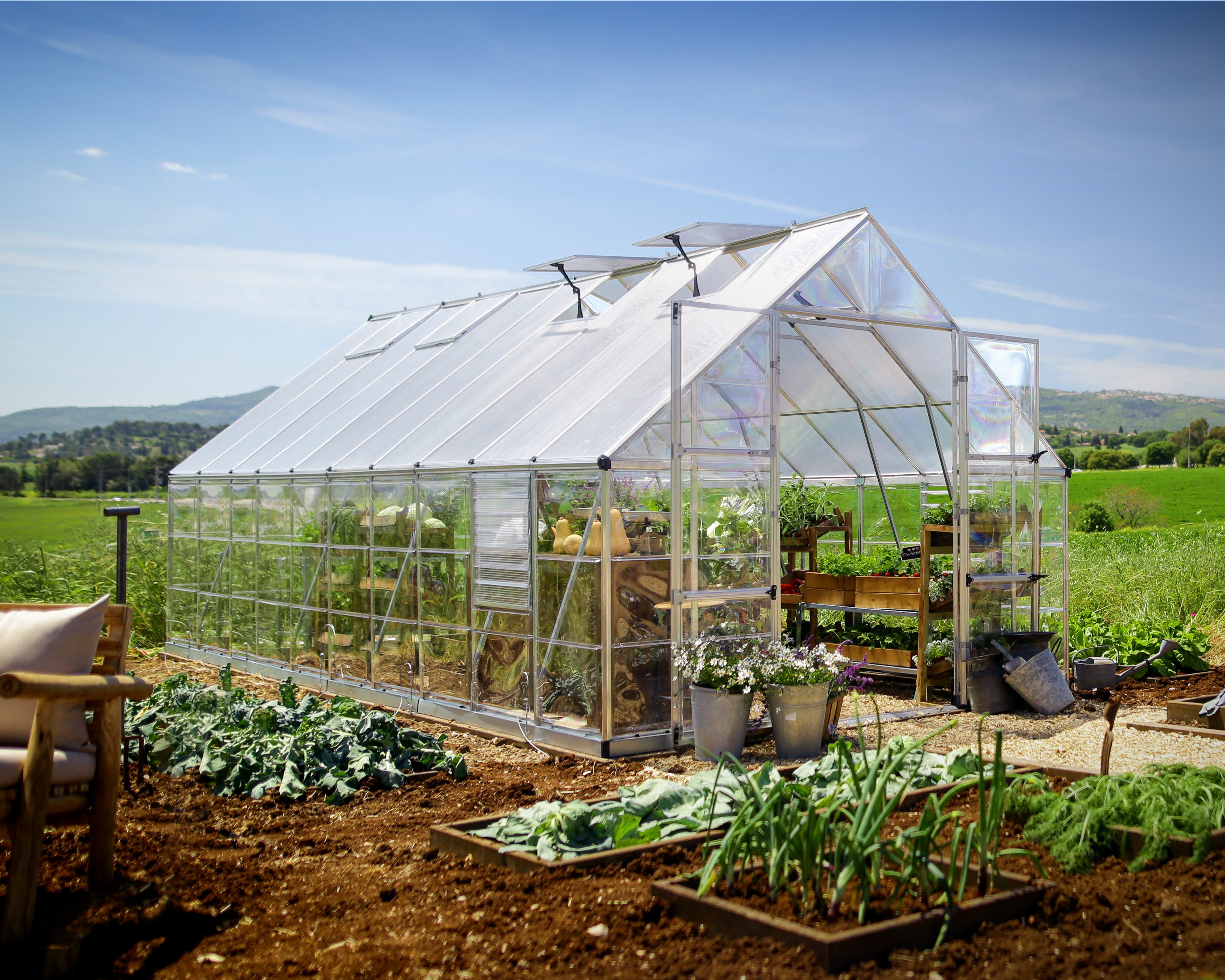 Palram – Canopia Gewächshaus Balance, BxTxH: 304 x 604 x 257 cm, BxLxH: 50 x 126 x 257 cm, 0,7 mm Wandstärke, lebenslang widerstandsfähige Wandpaneele silberfarben | Rabatt: 21%