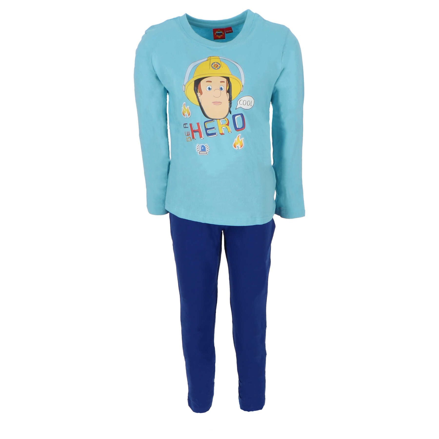 Feuerwehrmann Sam Pyjama Schlafanzug aus Baumwolle Pyjama zweitilig Set Langarm für Kinder