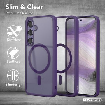 EAZY CASE Handyhülle Transparente Hülle mit MagSafe Samsung Galaxy S24 6,2 Zoll, Hülle mit Kameraschutz, Smart Case kompatibel mit Magsafe, Violett