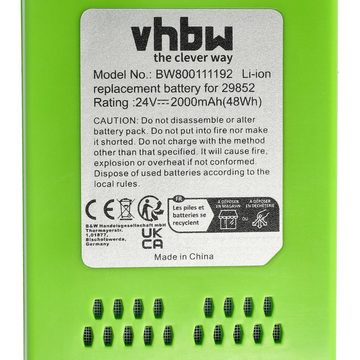 vhbw kompatibel mit Greenworks G24PS20K2, G24PS20, G24PH51, G24 Sweeper Akku Li-Ion 2000 mAh (24 V)