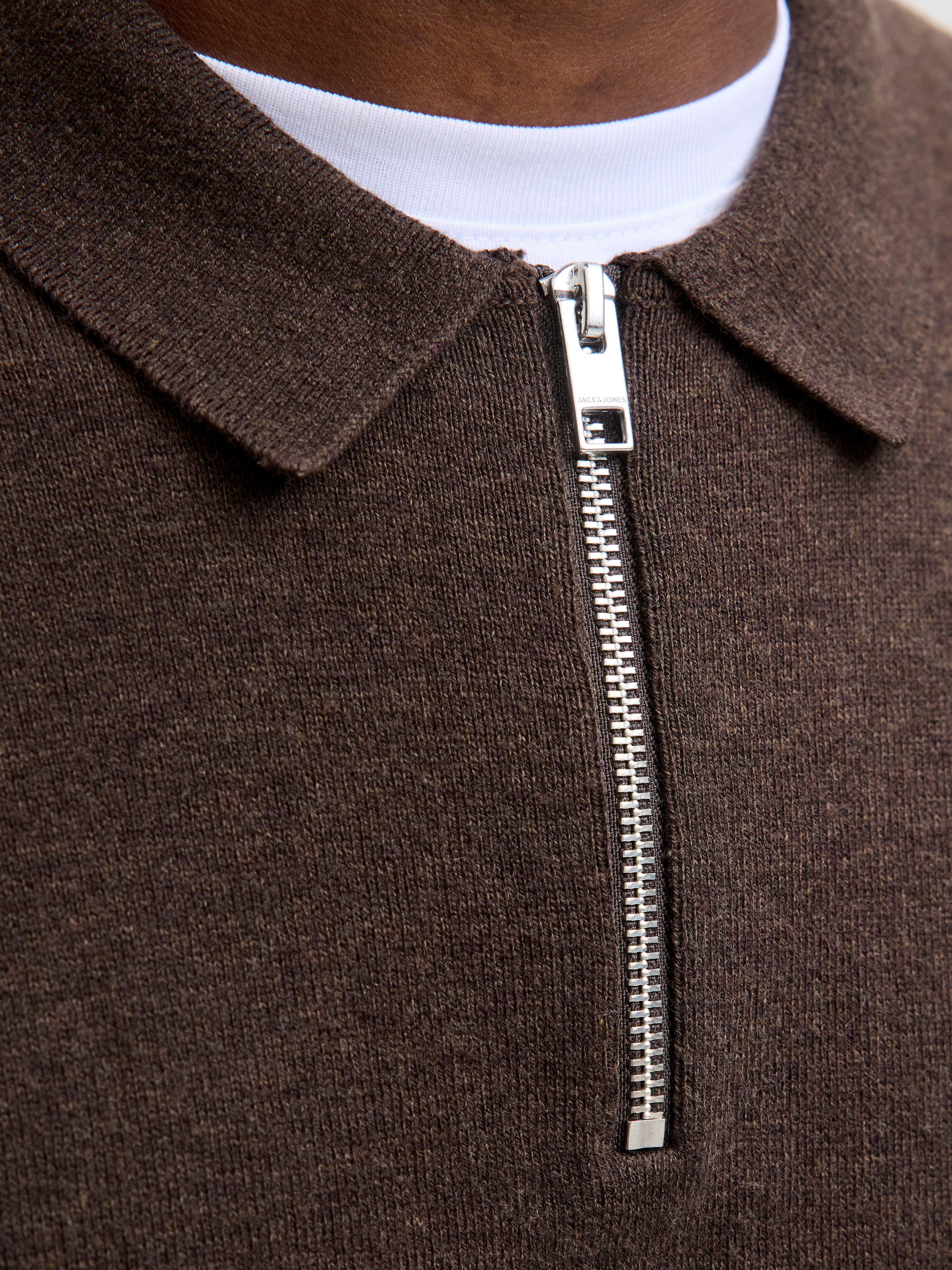 Jack & Jones Polokragenpullover JJEEMIL KNIT POLO HALF ZIP LS NOOS mit Polo Kragen