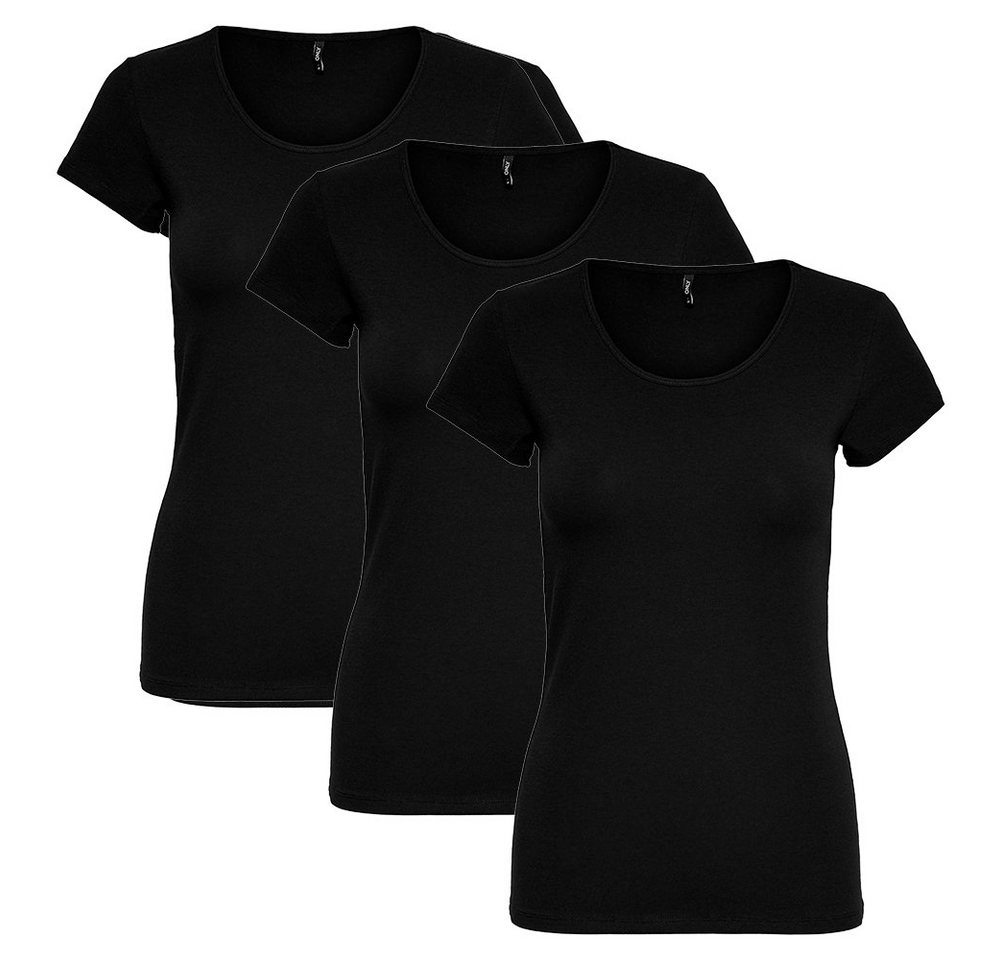 ONLY Longsleeve ONLY 3er Pack Damen T-Shirt kurzarm
