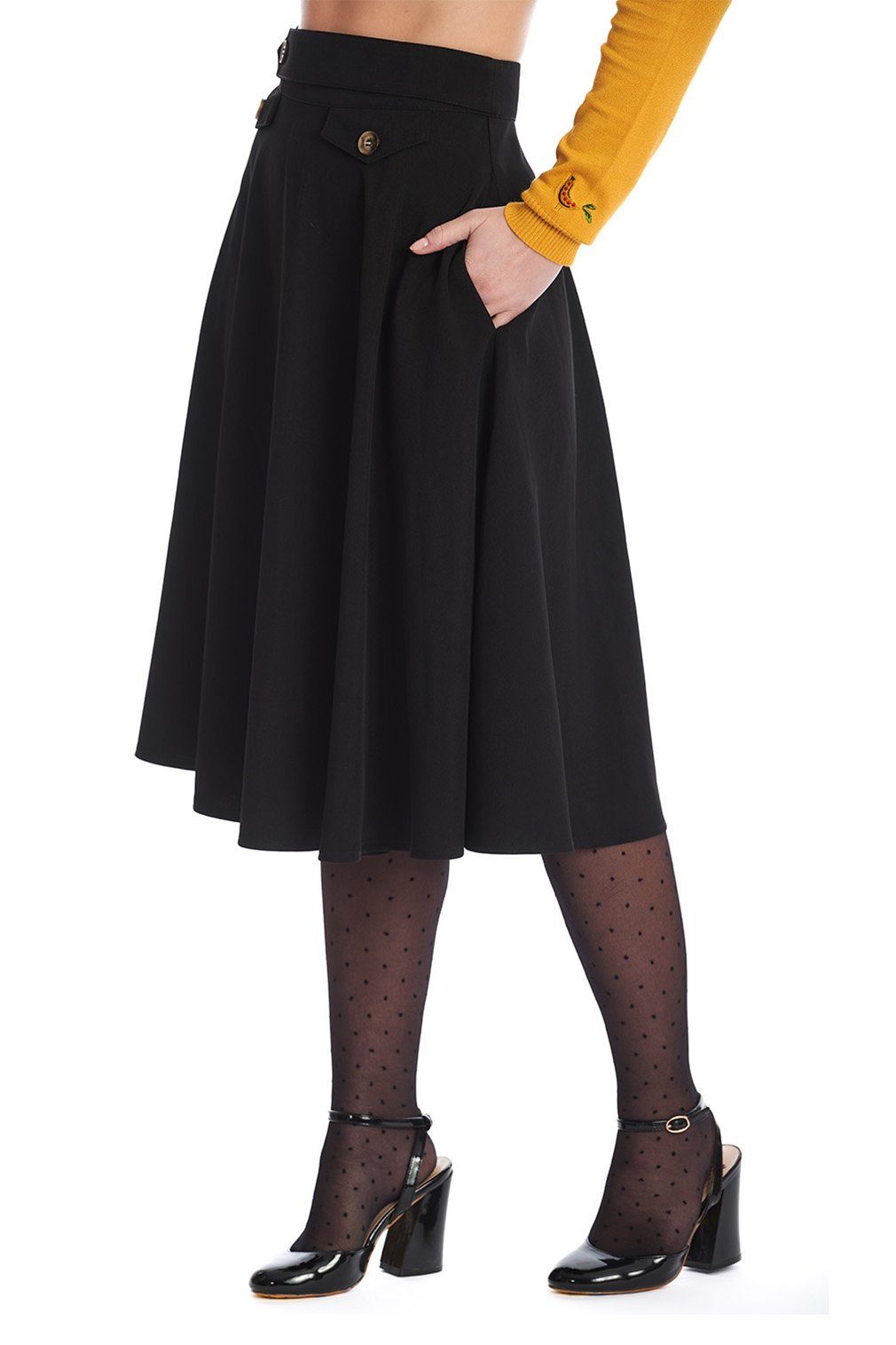 Banned A-Linien-Rock Book Club Schwarz Retro Vintage Swing Skirt günstig online kaufen
