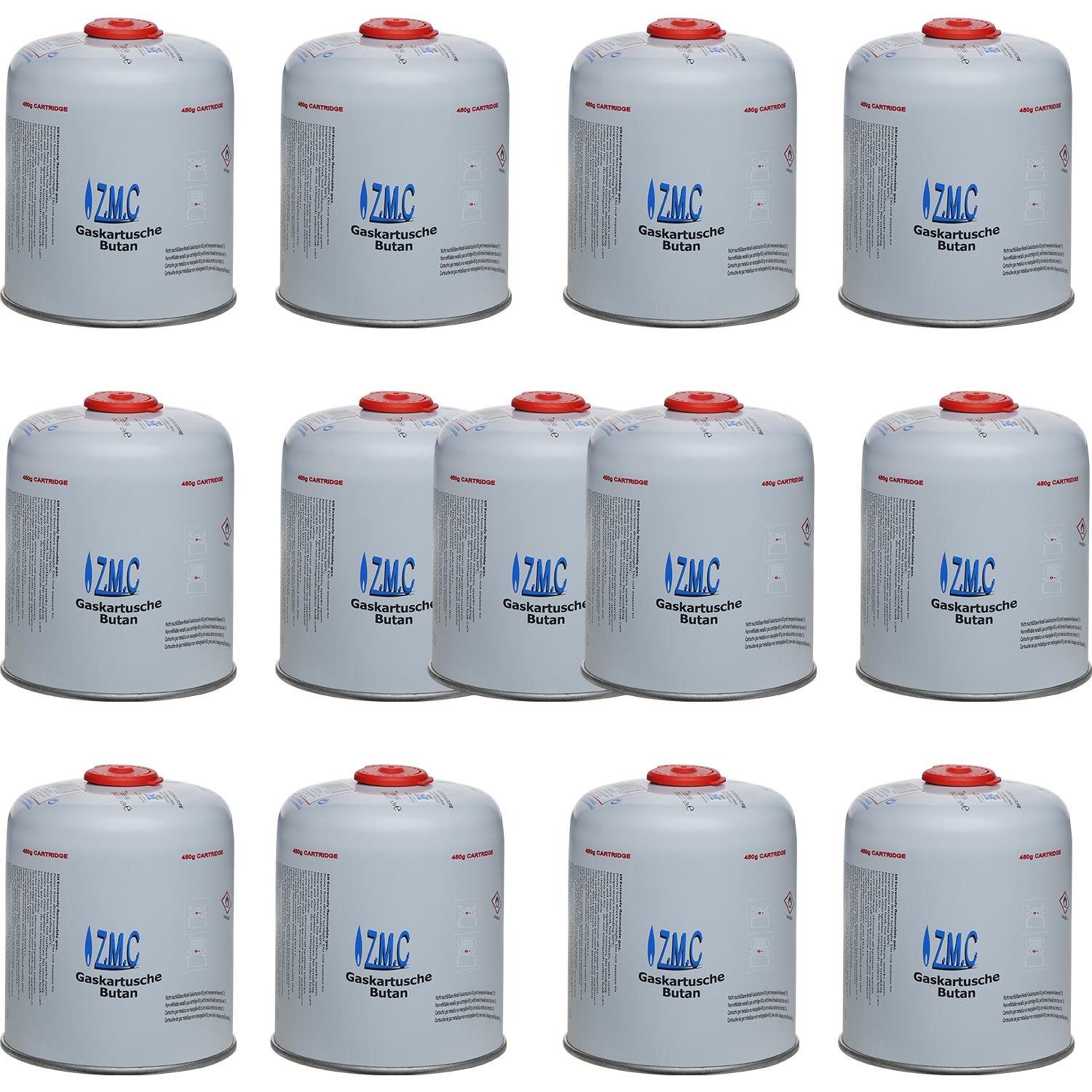 ZMC Gaskartusche 13x Universal Camping Propan Butan Gas 450g Schraubventil Gaskartusche, Zubehör für Butangas Druckgasdose Für Gaskocher / Gaslötgeräte / Abflammgeräte Eurogewinde, Schraubventil Gaskartuschen 900ml Ventilkartusche Gewindeanschluß