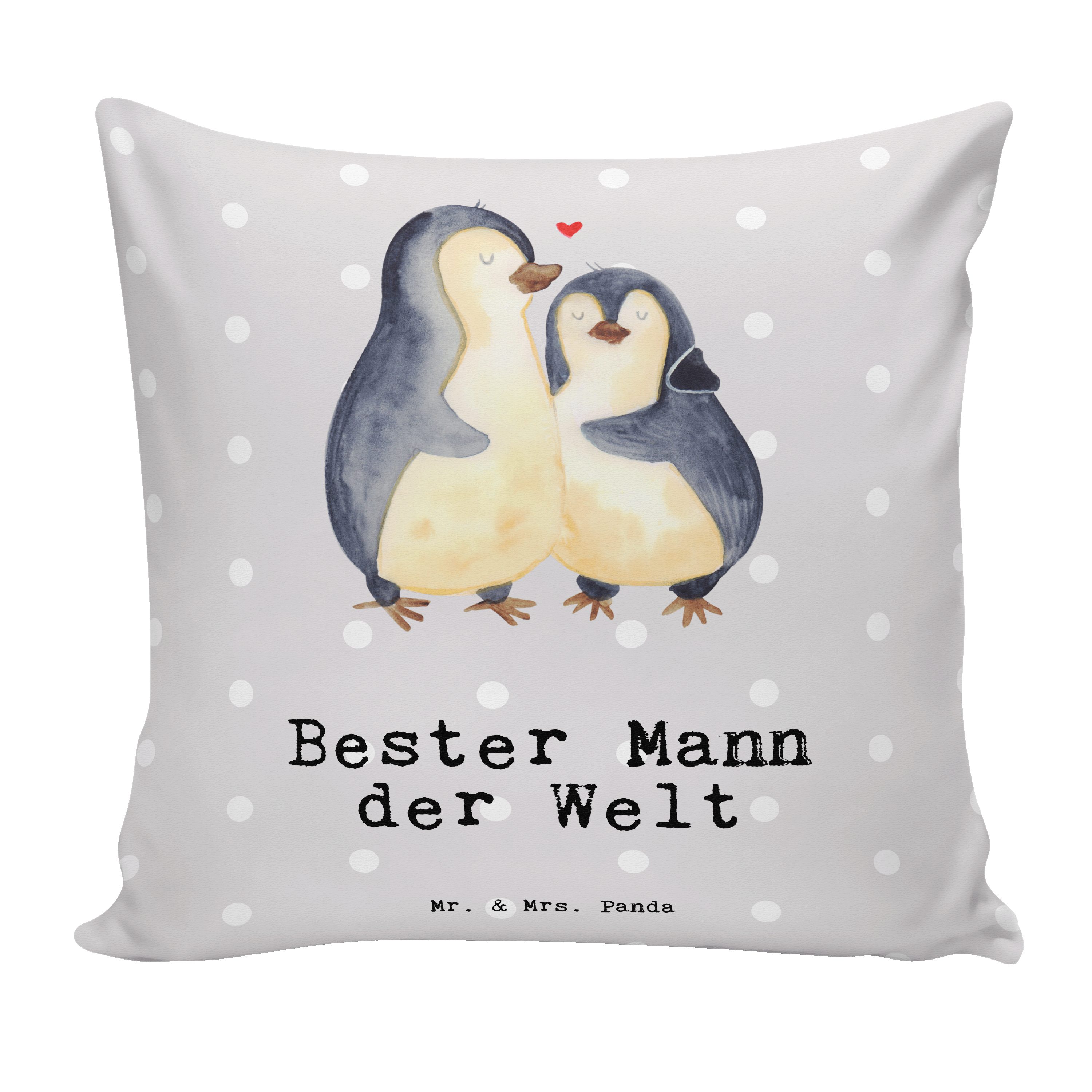 Welt - Pinguin der Liebli Panda Grau - & Bester Dekokissen Mr. Mann Geschenk, Pastell Gatte, Mrs.