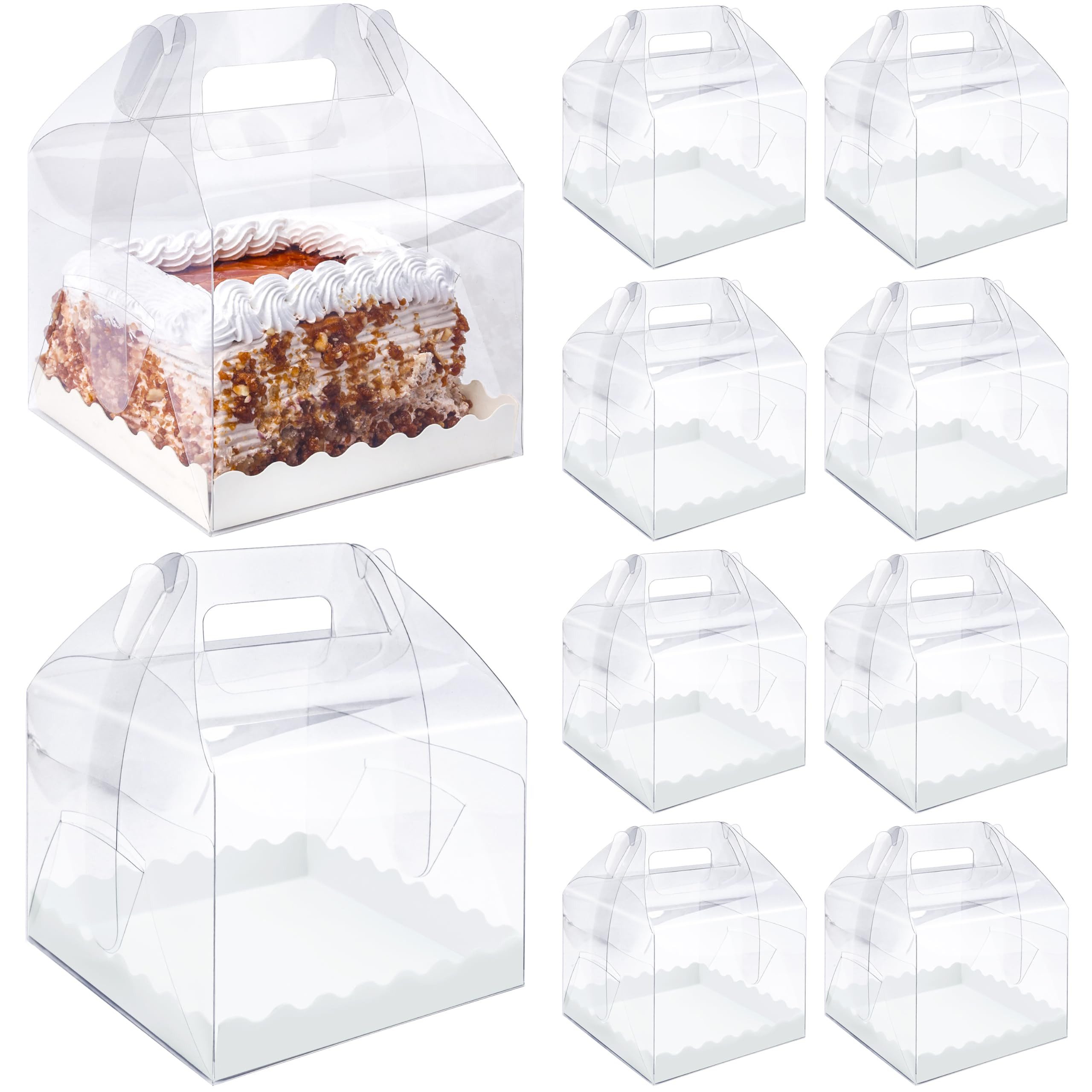 Belle Vous Kuchentransportbox Belle Vous 10x transparente Kuchen Geschenke Transportbox - 15x15x12cm, Karton, (10-tlg)