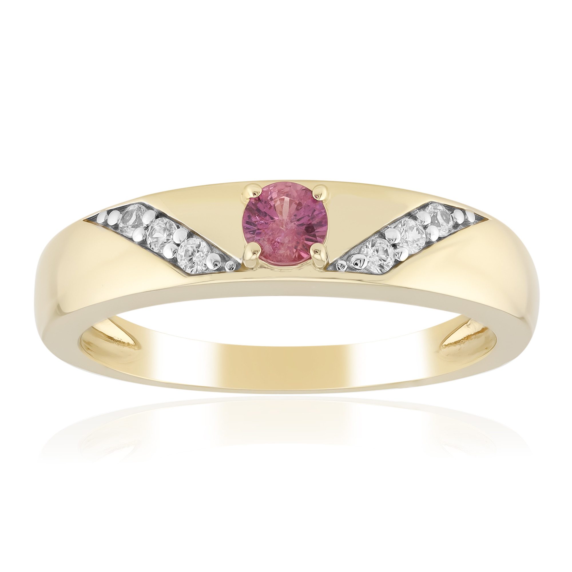 Cavill Goldring Goldring 9 Karat mit Padparadscha Saphir 0,18 ct & 6 Zirkonia (1-tlg)