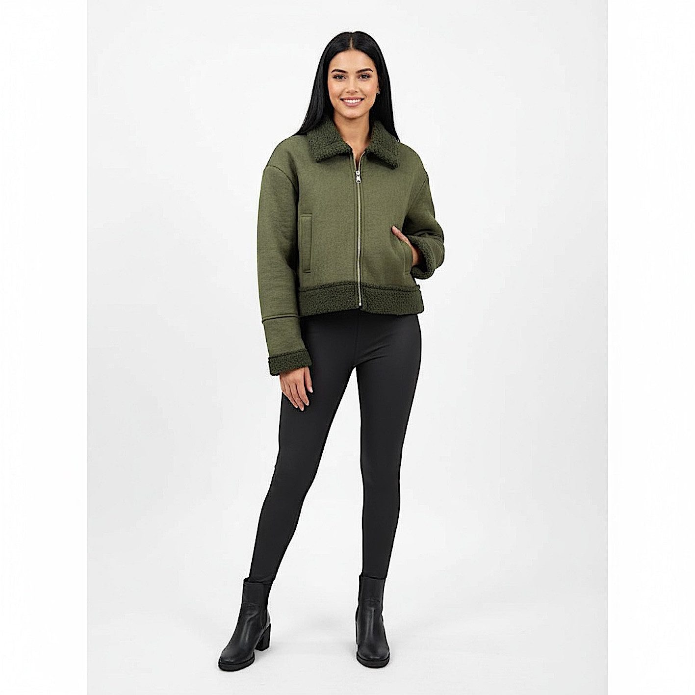 Worldclassca Lederimitatjacke Worldclassca Kunstwildleder Teddy Jacke Warm Gefüttert Übergangsjacke Neue Kollektion - Stilvolle und gemütliche Mode für Damen