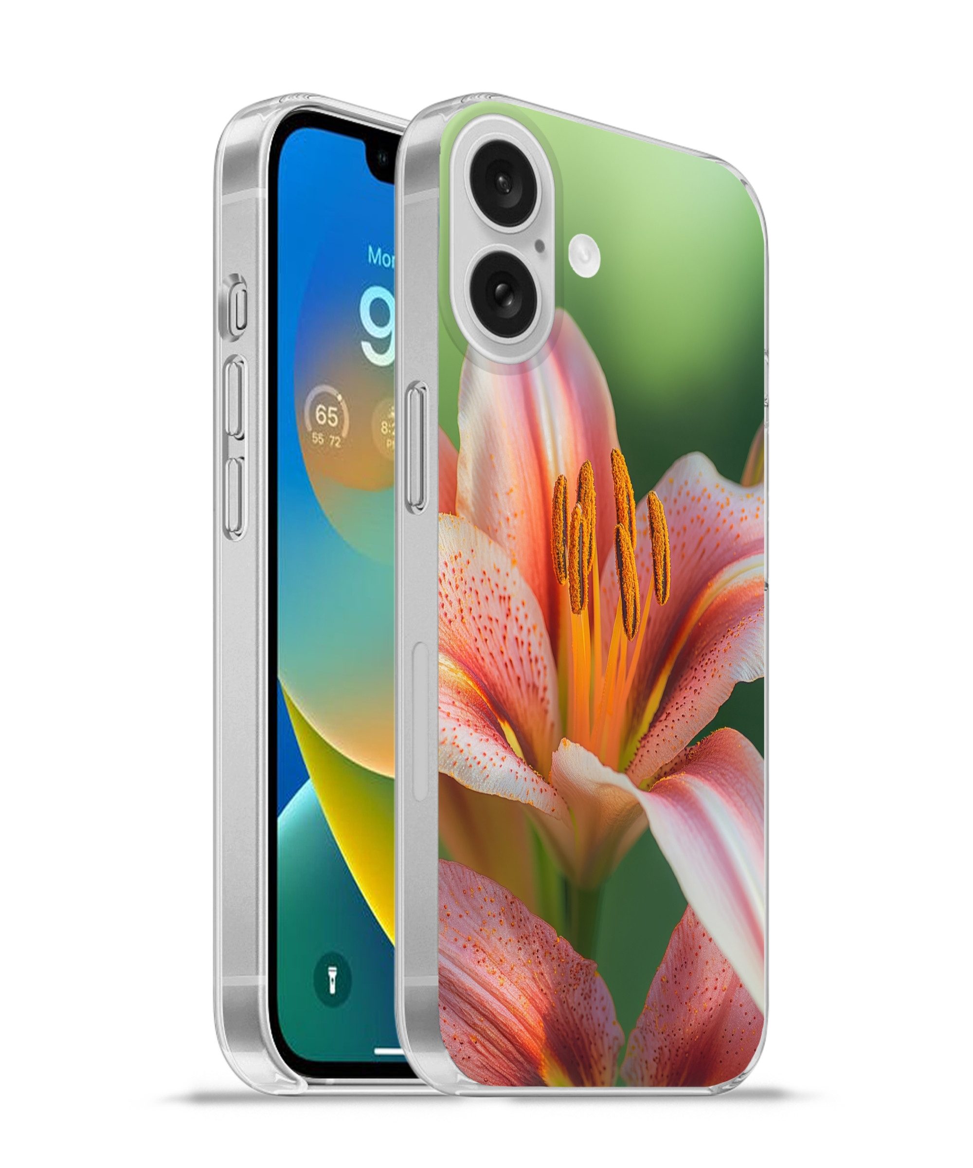 MuchoWow Handyhülle für Apple iPhone 16 Lilie - Nahaufnahme - Hellrosa, Smartphone-Bumper, Print, Handy Schutzhülle Dünn