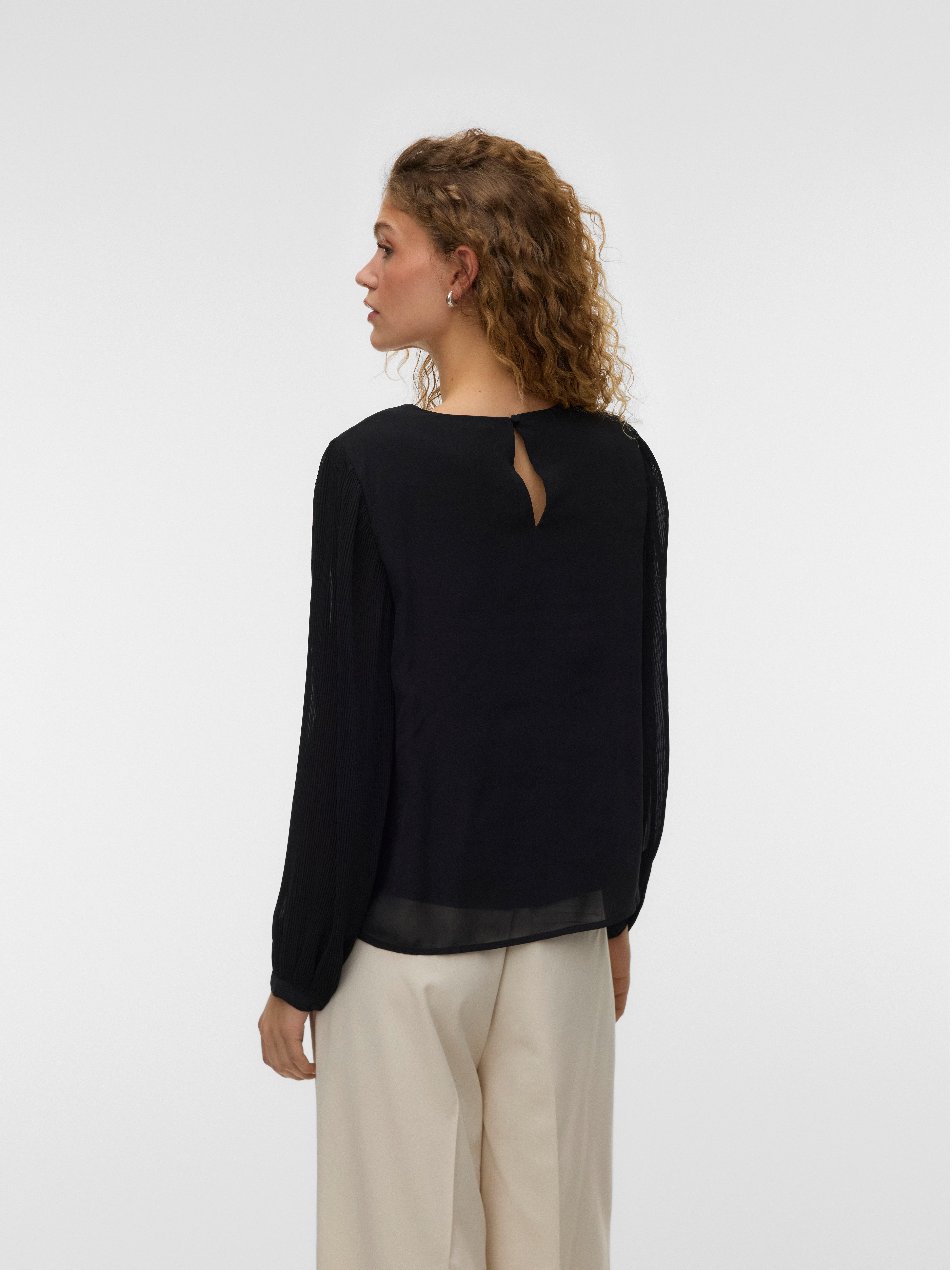 Vero Moda Blusenshirt VMSIGNE LS PLISSE TOP WVN mit Schlingenverschluss