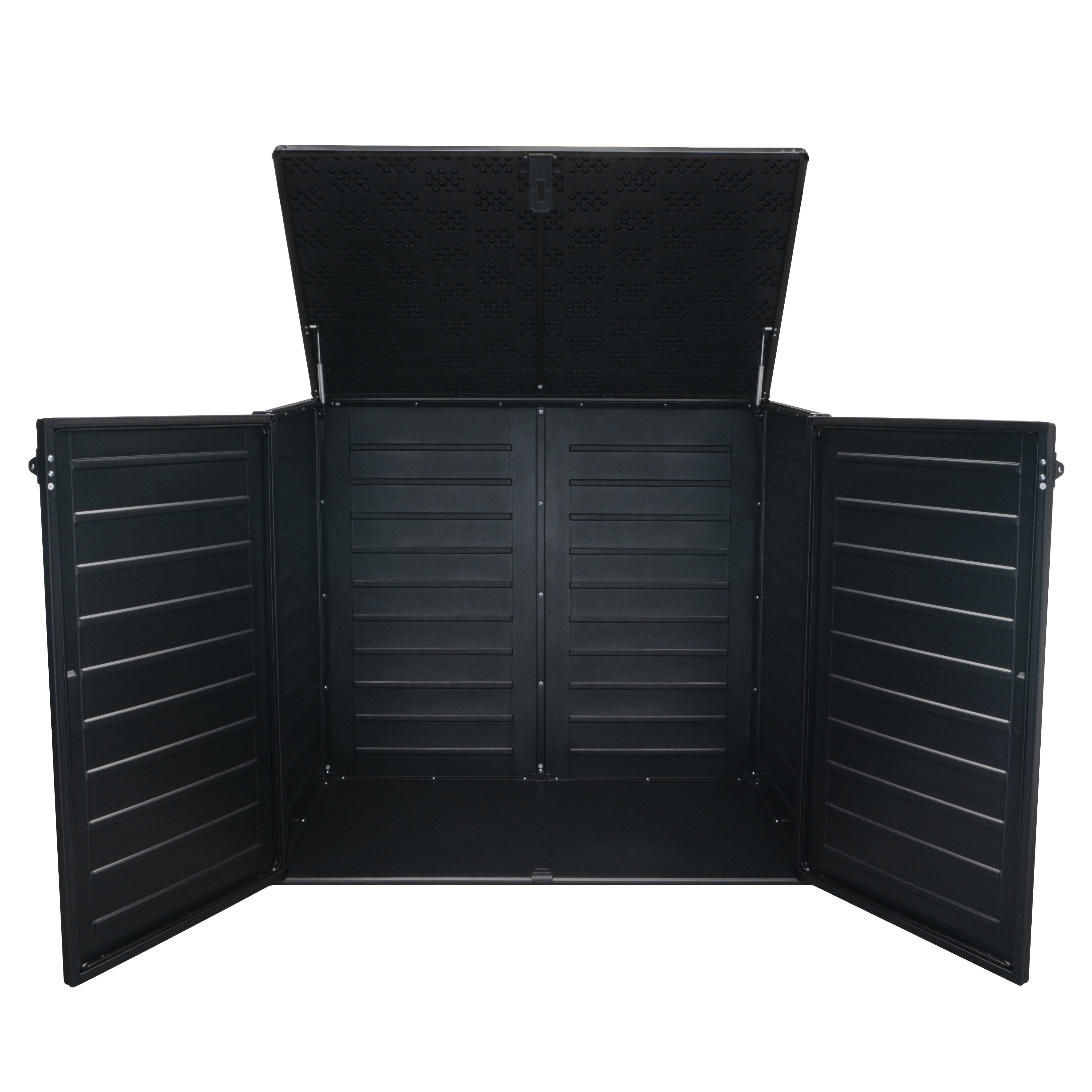 Koll Living Mülltonnenbox Tilia, 1170 Liter, Schwarz, für 2x 240 Liter Mülltonnen, mit Gasdruckfedern, abschließbar, pflegeleicht, wartungsfrei