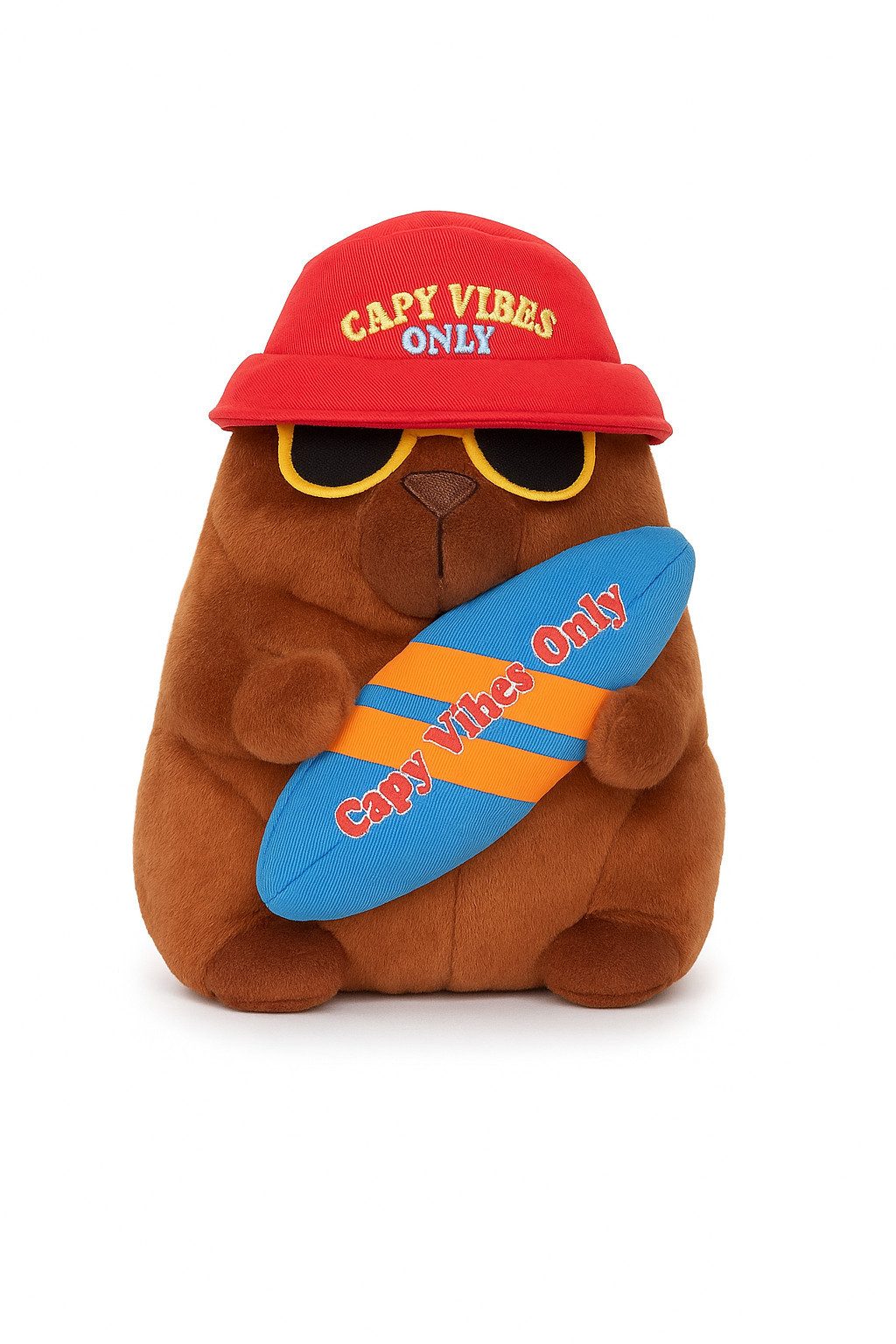 soma Kuscheltier Capybara Plüschtier 25 cm mit Surfbrett Spruch Capy Vibes Only (Set, 1-St., Geschenk-Set), Surfbrett Plüsch Stofftier Geschenk für Kinder Weihnachten Nikolaus