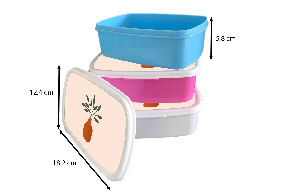 MuchoWow Lunchbox Vase Brotbox - Mädchen und und Brotdose, für Erwachsene, weiß Kinder Jungs - Kunststoff, Pastell., für (2-tlg), Pflanze
