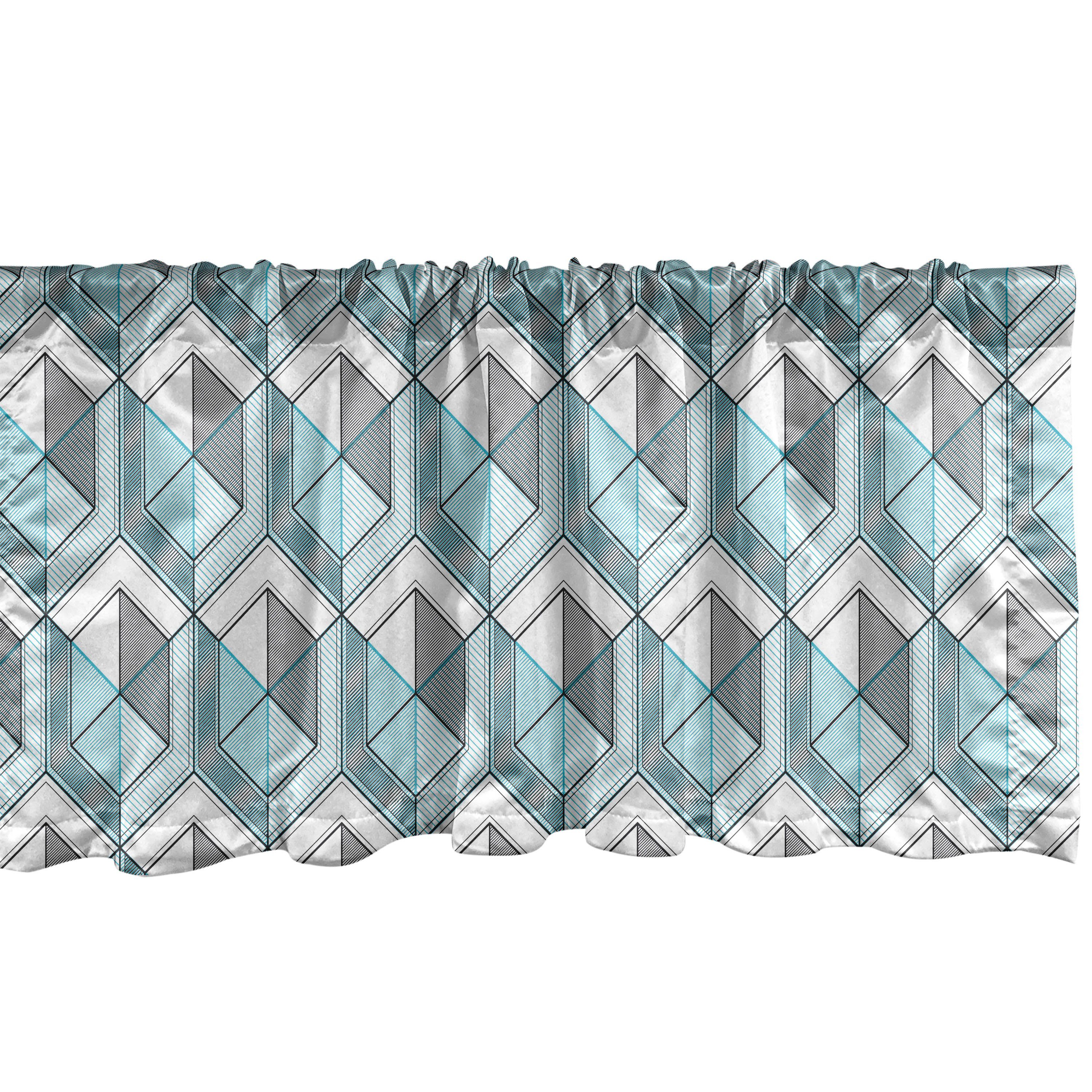 Scheibengardine Vorhang Volant für Küche Schlafzimmer Dekor mit Stangentasche, Abakuhaus, Microfaser, Geometrisch Hexagons Streifen-Design
