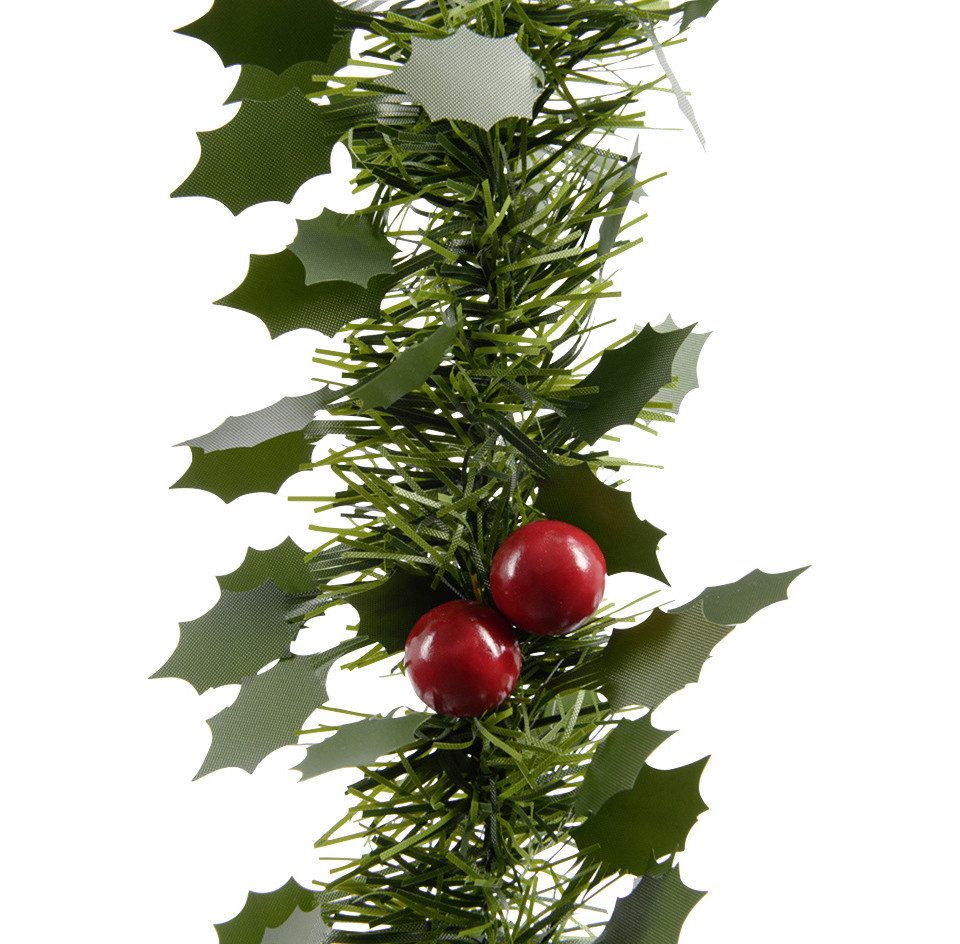 Kaemingk Girlanden Kaemingk Lamettagirlande Ilex grün mit Beeren