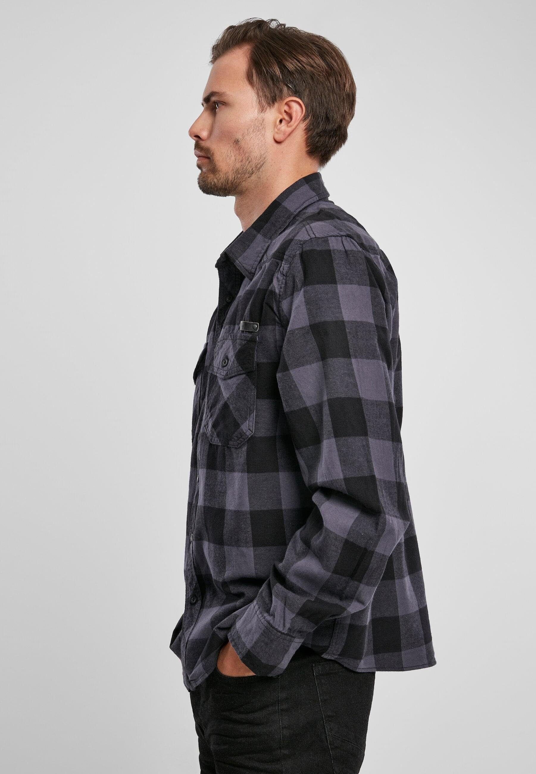 Shirt Checked Herren black-grey (1-tlg) Brandit Langarmhemd