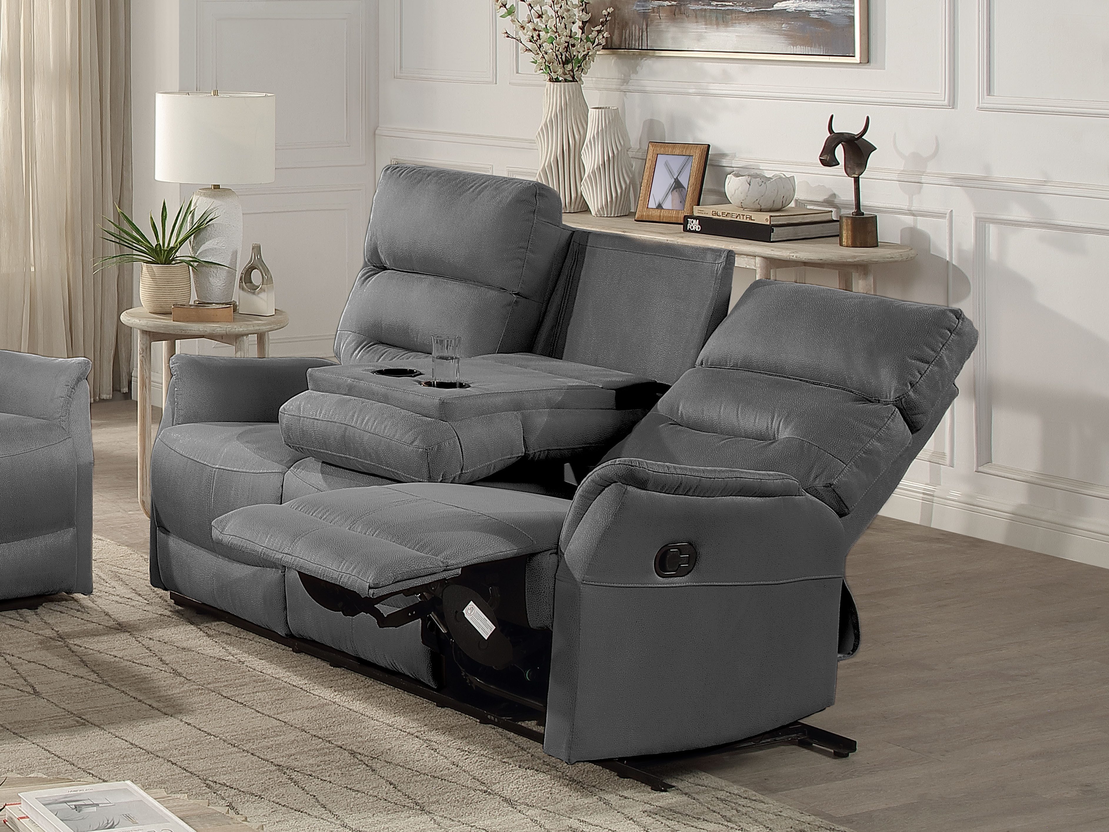 ATLANTIC home collection 3-Sitzer Falk, Zwei Relaxfunktionen, klappbare Konsole mit Getränkehalter