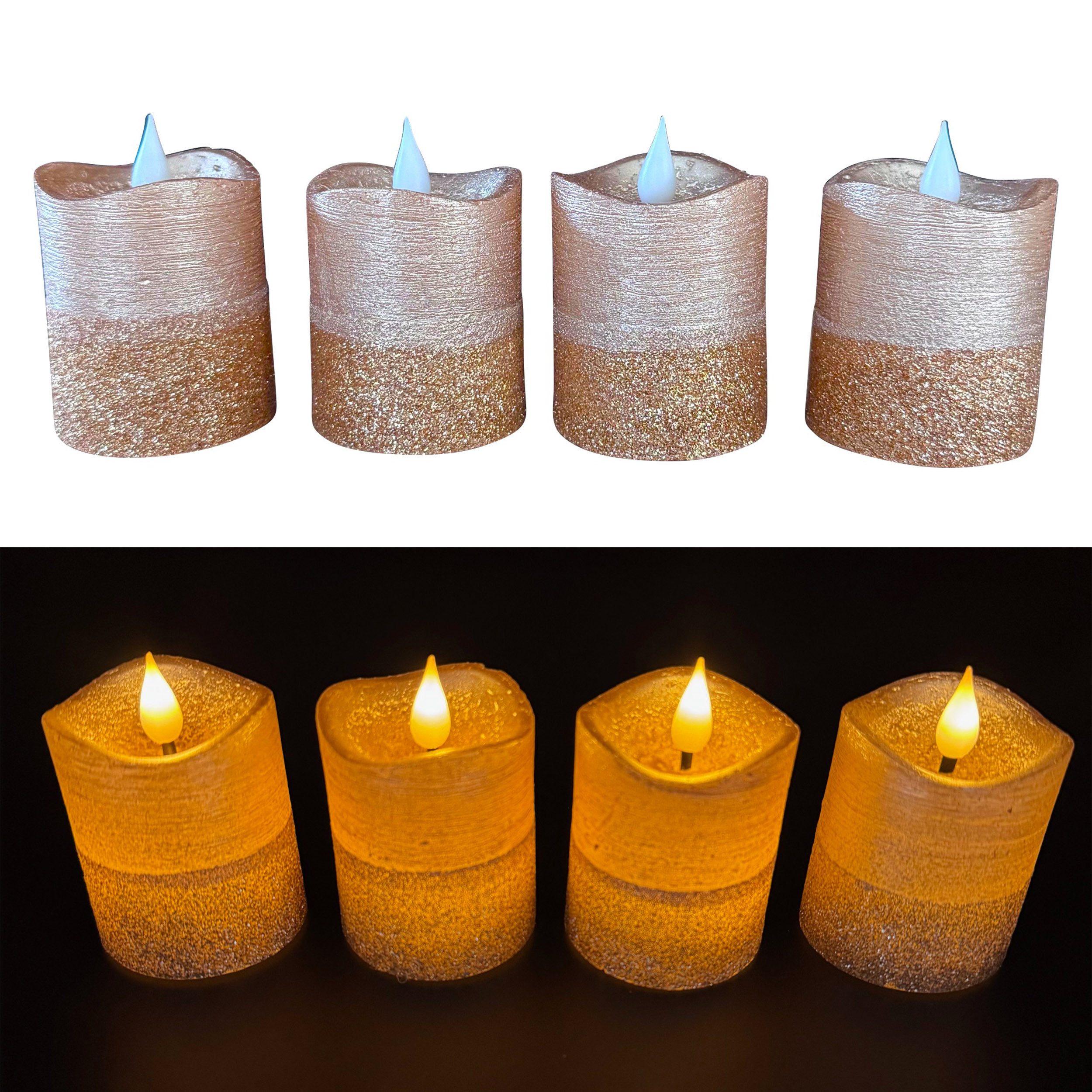 Online-Fuchs LED-Kerze 4 Votivkerzen, Teelichter XL aus Echtwachs mit Timer günstig online kaufen