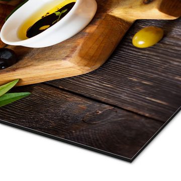 Posterlounge Alu-Dibond-Druck Editors Choice, Grüne und schwarze Oliven, Küche Rustikal Fotografie