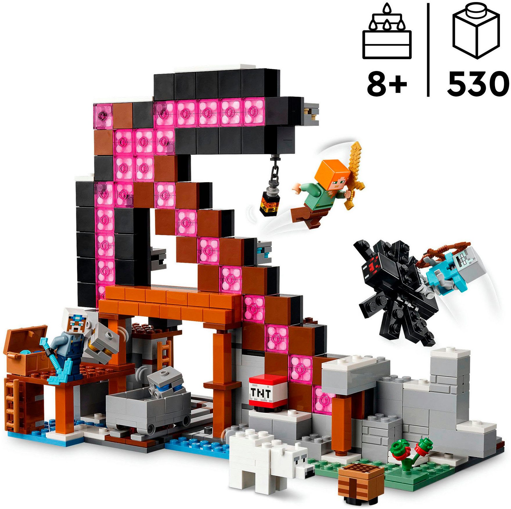 LEGO® Die Spitzhackenmine (21277), LEGO Minecraft Konstruktionsspielsteine, (530 St), Made in Europe