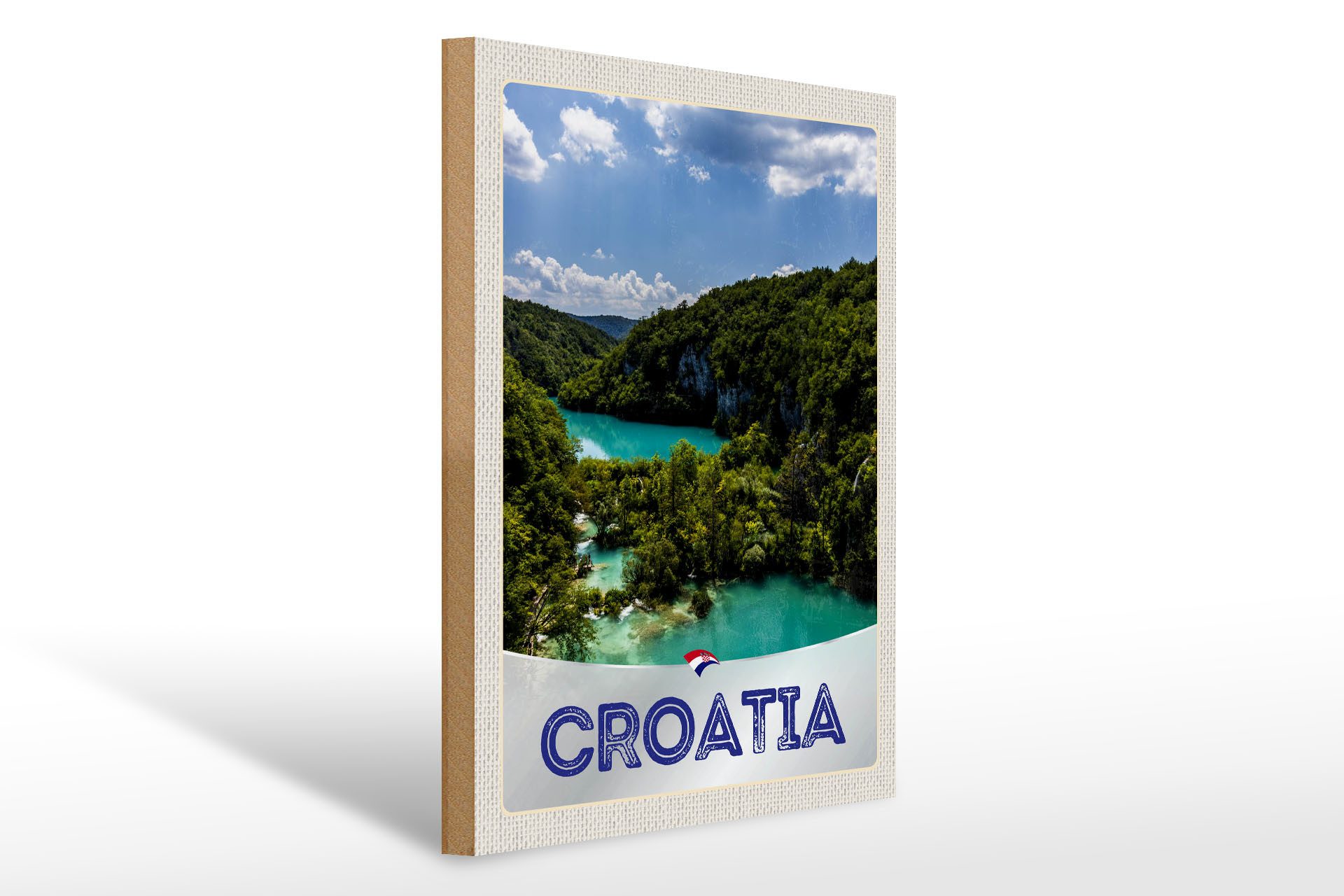 Holzbild Reise 30x40cm Kroatien Meer Natur Urlaub Berge