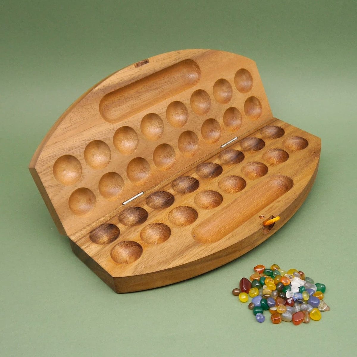 ROMBOL Denkspiele Spiel HUS BAO - klappbares Steinchenspiel, Brettspiel, Holzspiel
