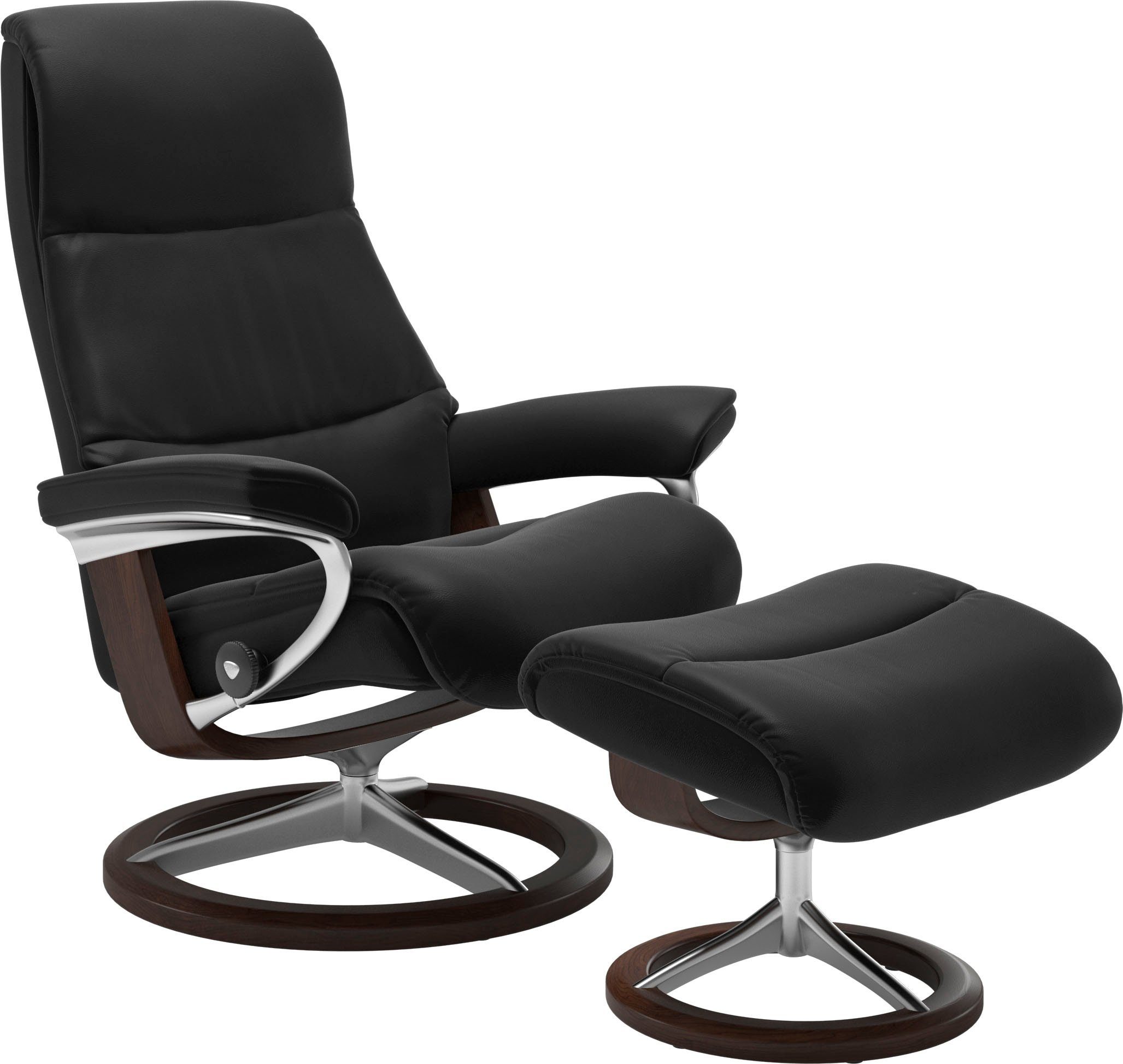 Signature Stressless® mit Base, (Set, Relaxsessel S,Gestell Relaxsessel mit Braun View Größe Hocker),