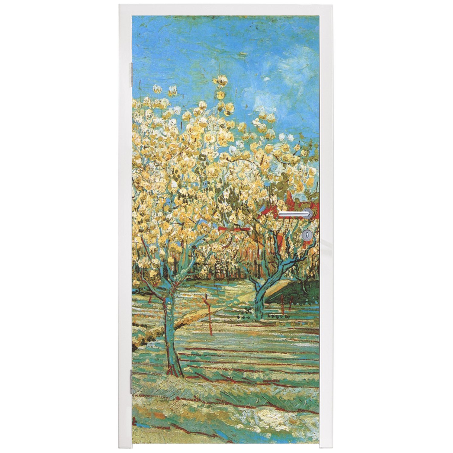 van Gogh, Tür, St), bedruckt, Türaufkleber, für Vincent Fototapete Obstgarten Blühender Matt, MuchoWow Türtapete 75x205 (1 cm -