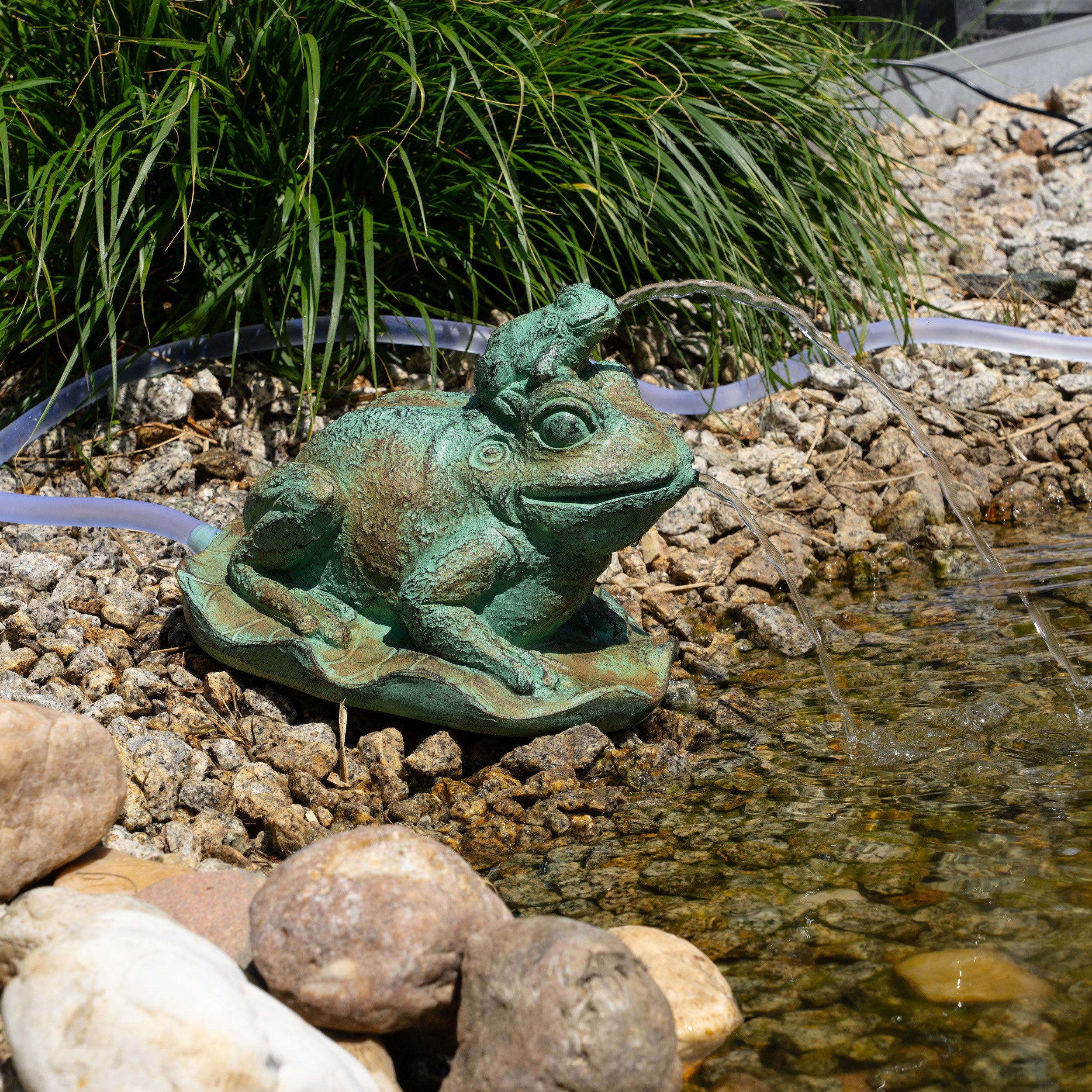 esotec Wasserspeier Solar Komplettset Frosch Bruno & Pip Wasserspiel mit Teichpumpe 101677 (Komplettset)