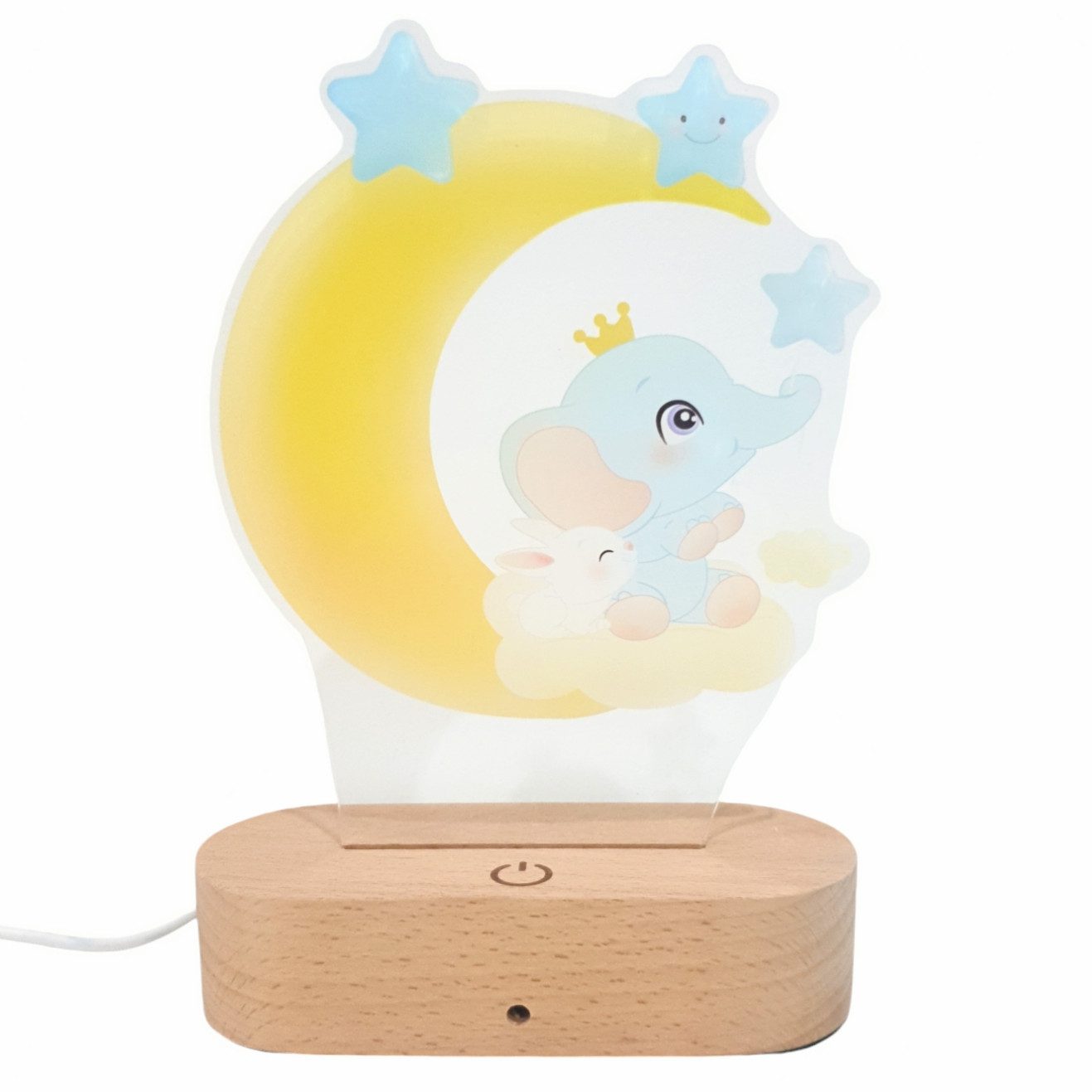 Little Lorien Nachtlicht Elefanten Nachtlicht für Kinder –Farbwechsel Holz-Basis Fernbedienung, 16 Farbe, Tageslichtweiß, Blau, Rot, Gelb, Orang, Grün, Pink