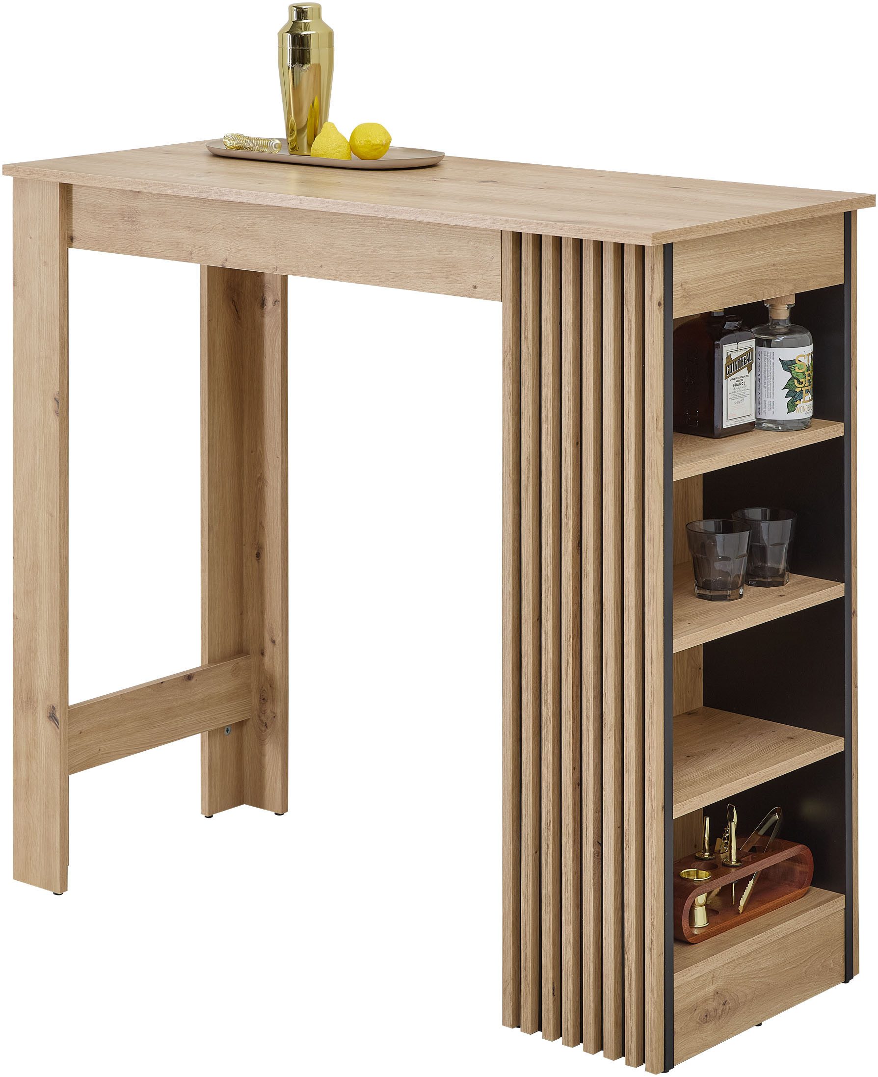 Stolkom Sp.z.o.o. Bartisch Mojito B/H/T 115x103x50 cm (1-St), Beidseitig montierbar, 4 offene Fächer