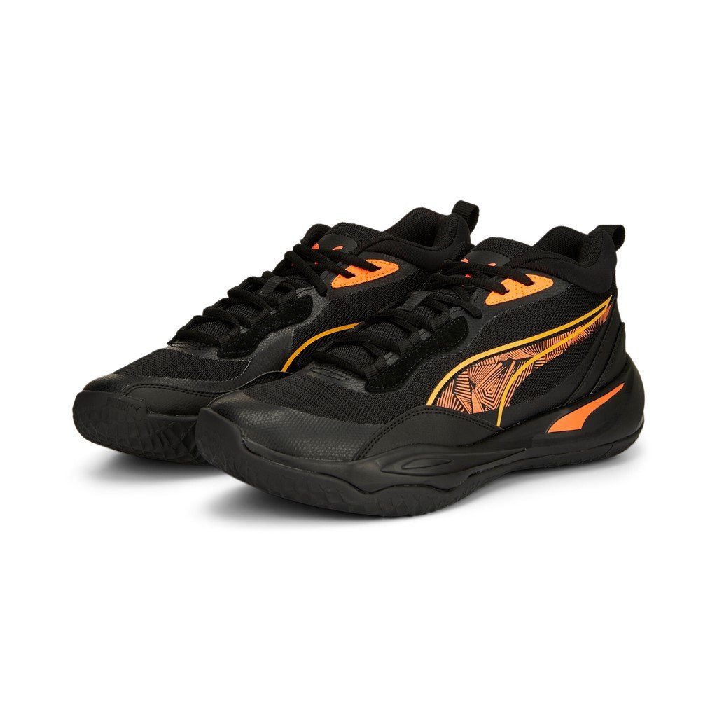 PUMA Hallen-Indoorschuhe Playmaker Pro Laser schwarz/orange Herren Badmintonschuh