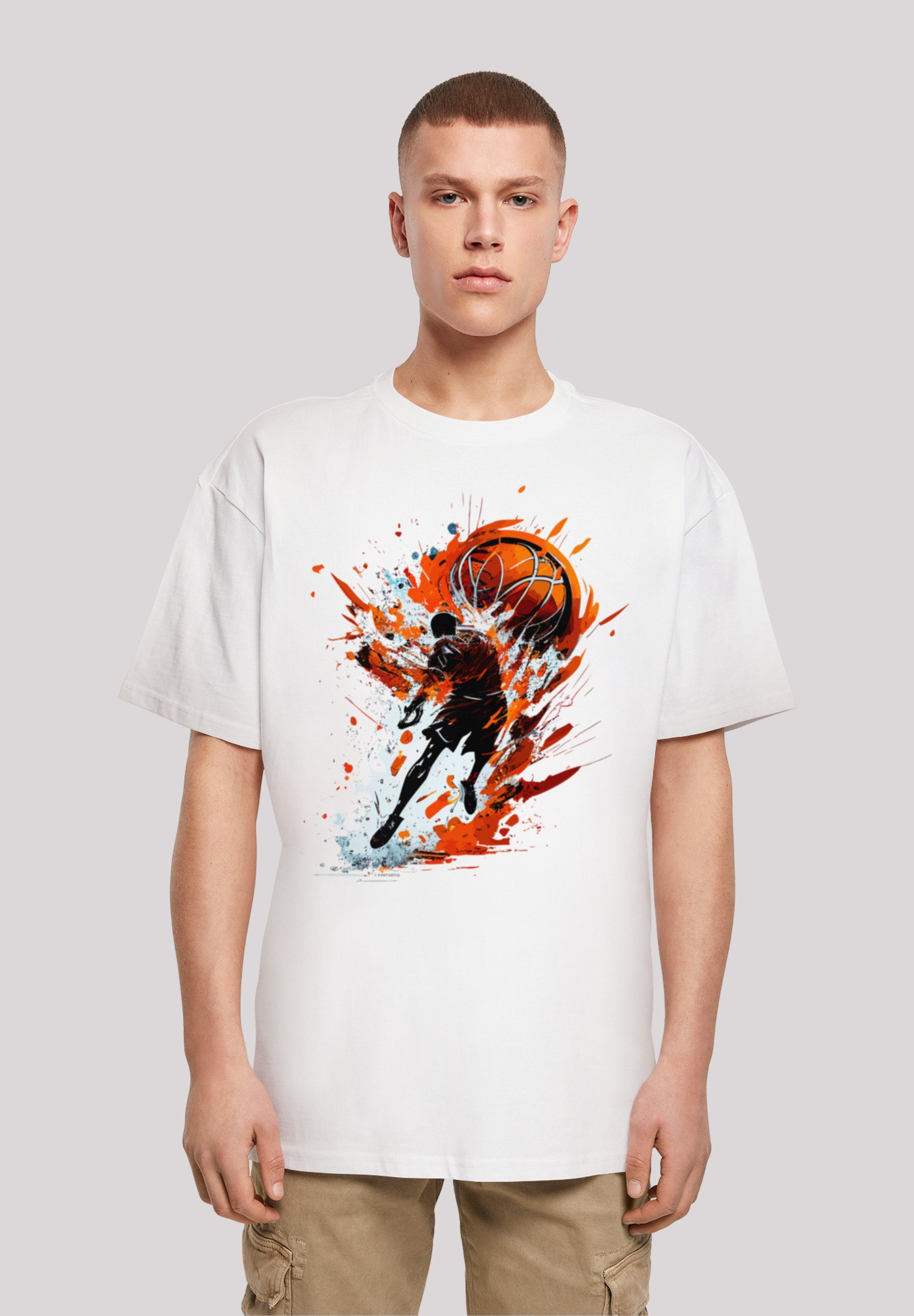 F4NT4STIC T-Shirt Passform Print, TEE überschnittene Basketball Splash und Sport Schultern Weite OVERSIZE
