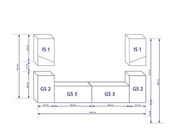 ROYAL24_MARKT Wohnwand - Modern und aktuell / Wohnzimmerwand Trends 2024., (Komplett Set, 6-St., Premium - S13), Hochwertige Wohnzimmerwand - Funktional