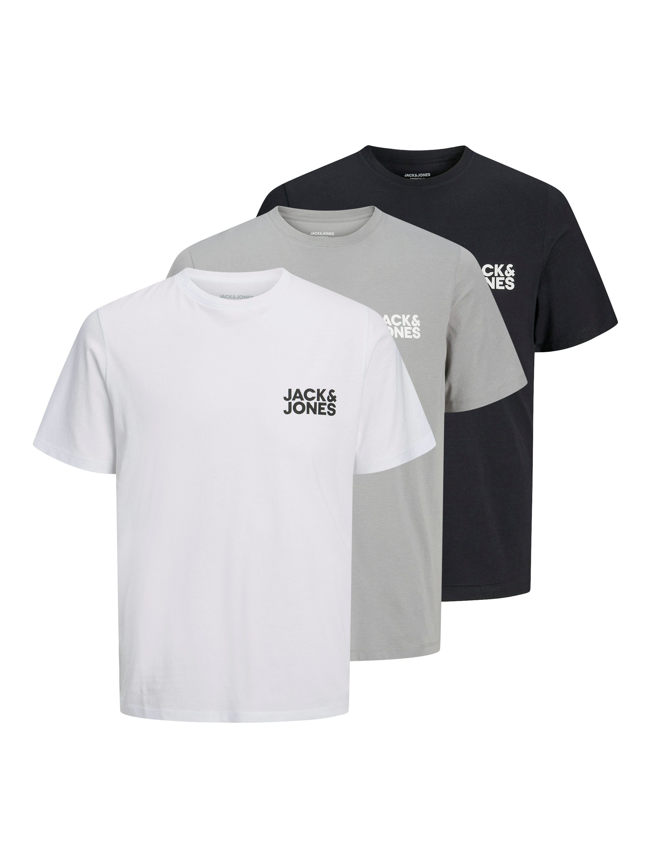 Rundhalsshirt JJECORP LOGO TEE SS O-NECK 3PK MP NOOS