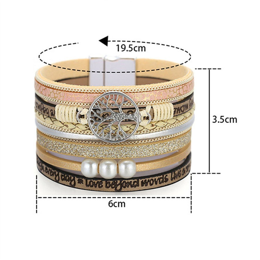 Armbandschmuck Bohème-Lederarmband mehrlagigem mit DÖRÖY Gold Lederarmband Magnetverschluss