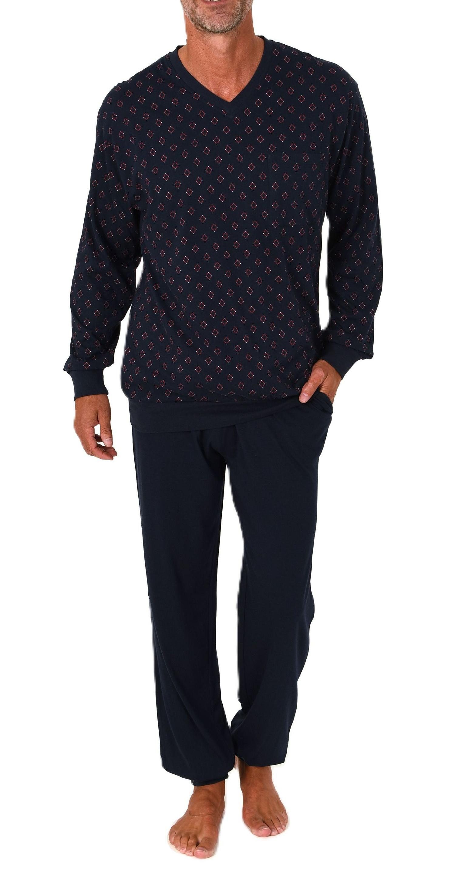 Normann Pyjama Normann Herren Schlafanzug langarm mit Bündchen - auch in Üb günstig online kaufen