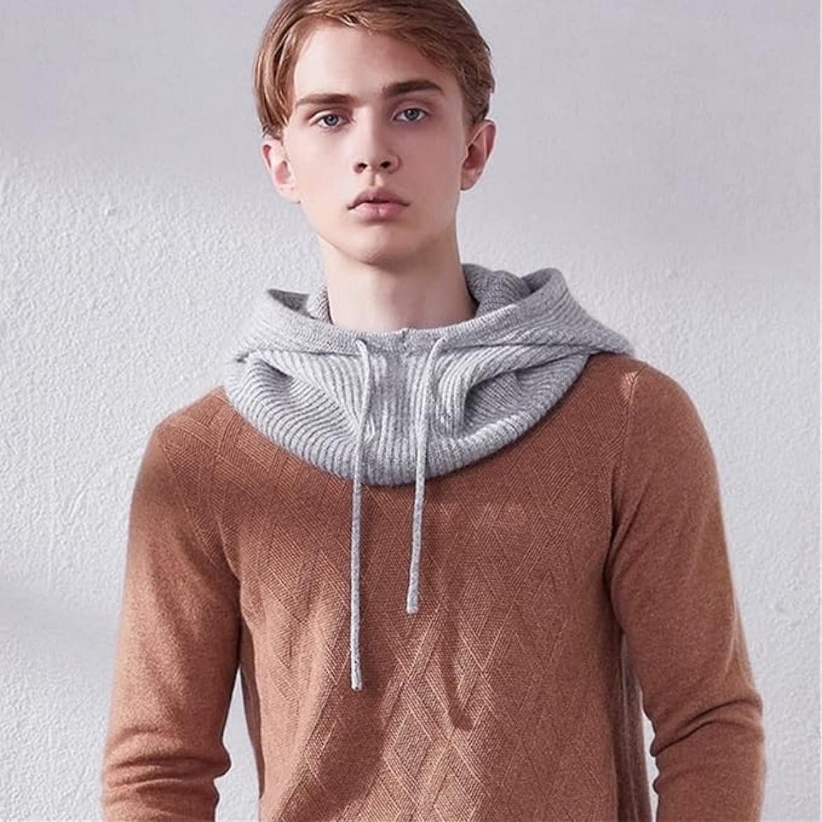Oemmn Strickmütze Mütze Damen Winter, Strickmützen Warme Kapuzen Schal – Bild 2 von 5